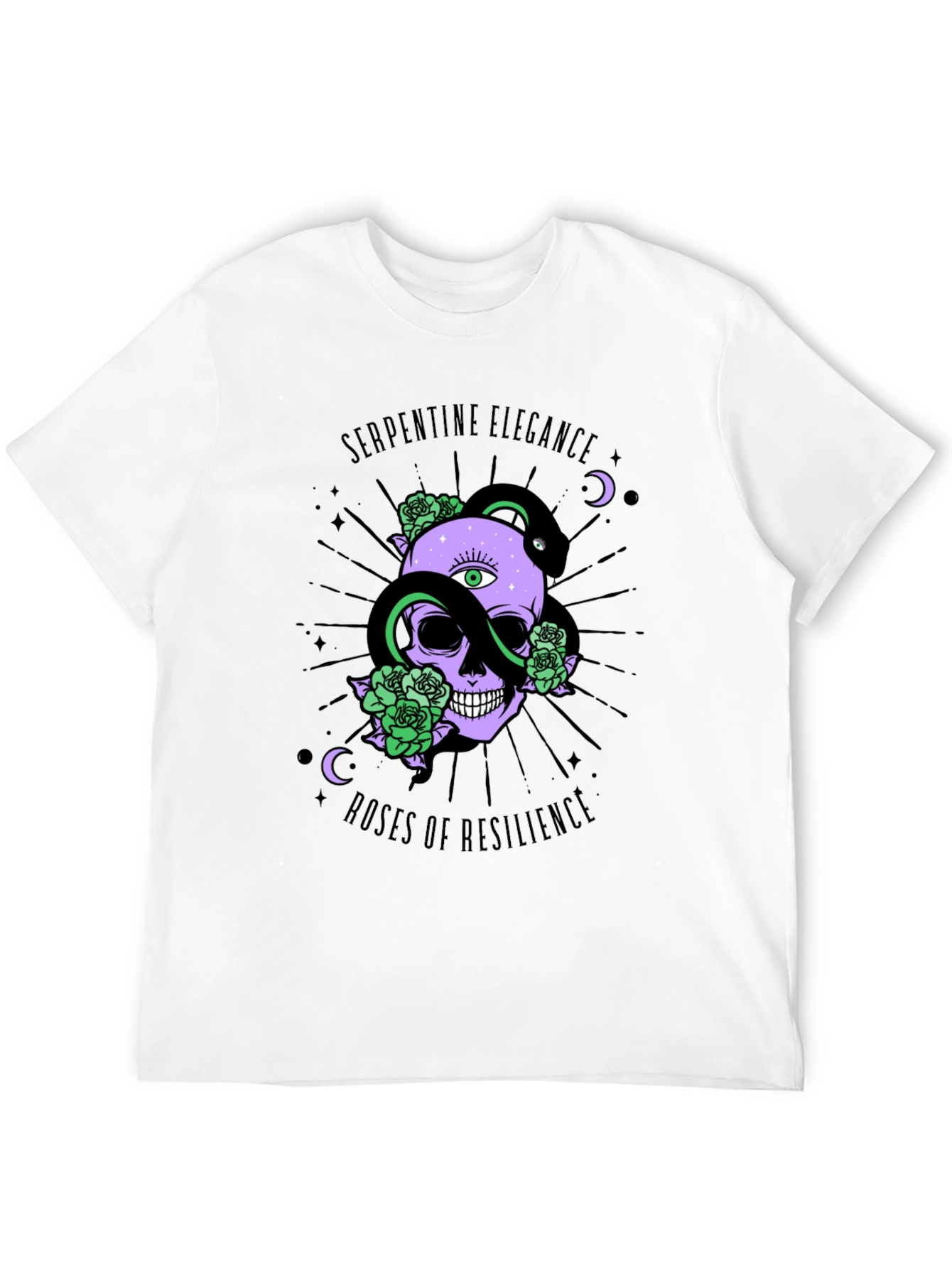 Serpentine Elegance Skull Graphic Tee