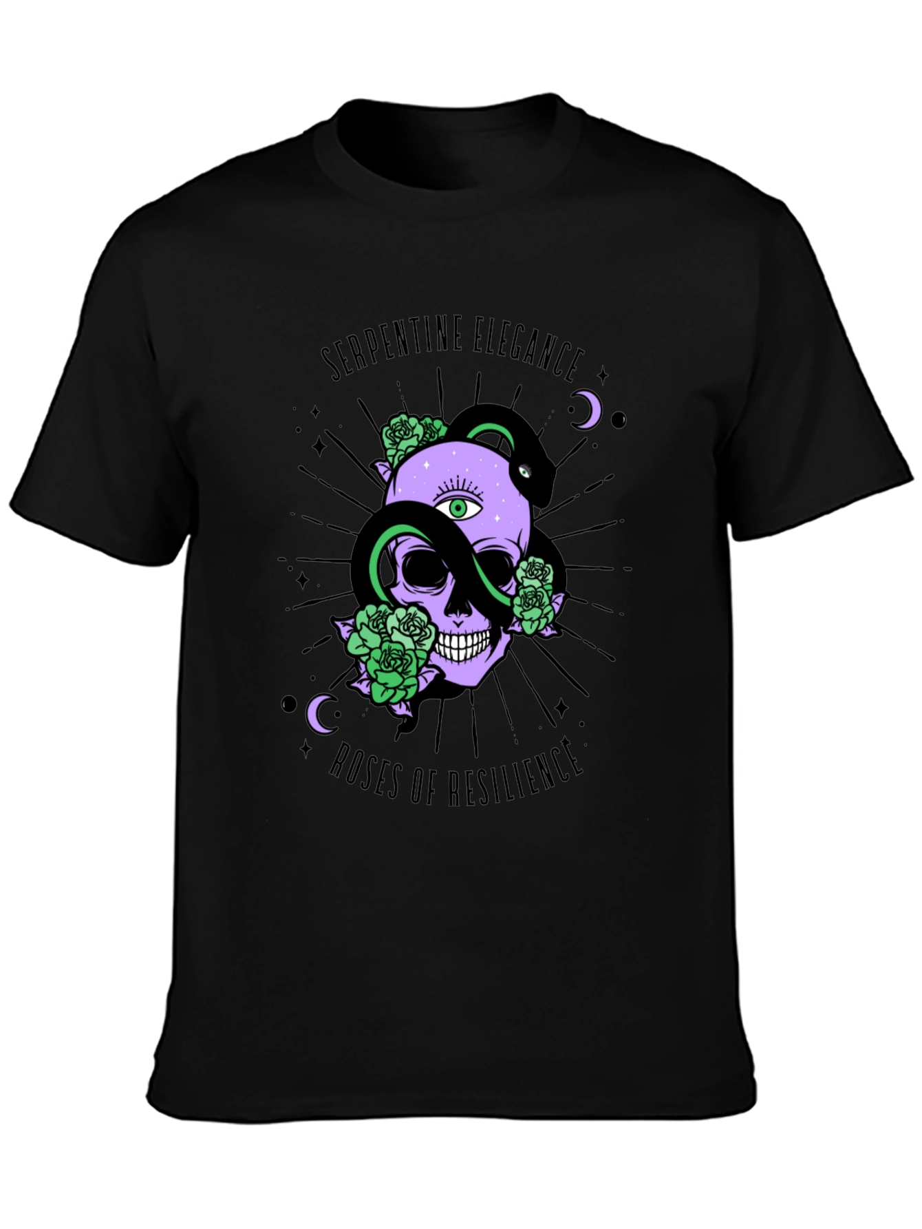 Serpentine Elegance Skull Graphic Tee