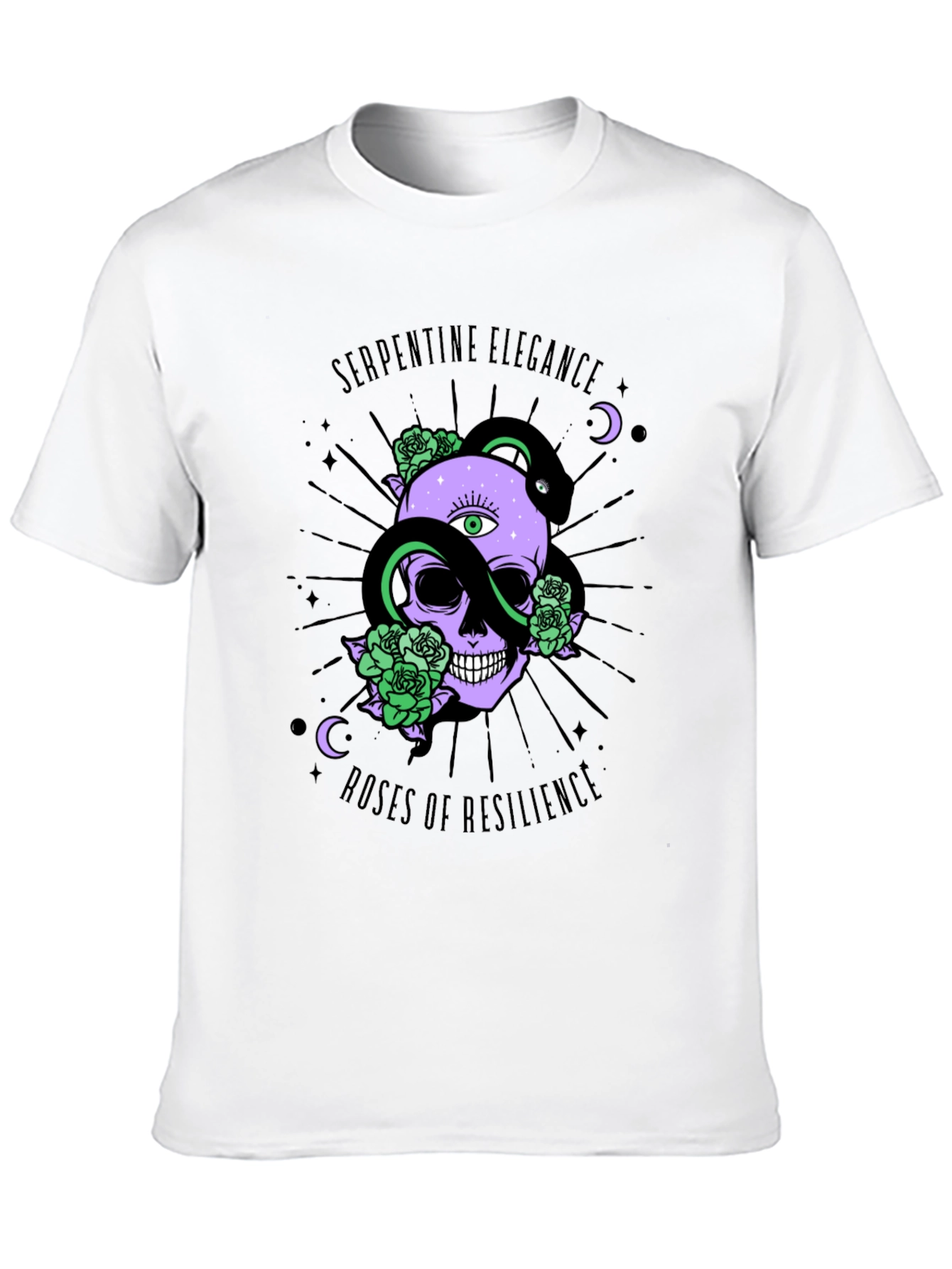 Serpentine Elegance Skull Graphic Tee