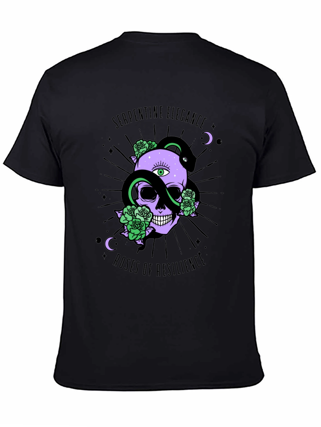 Serpentine Elegance Skull Graphic Tee