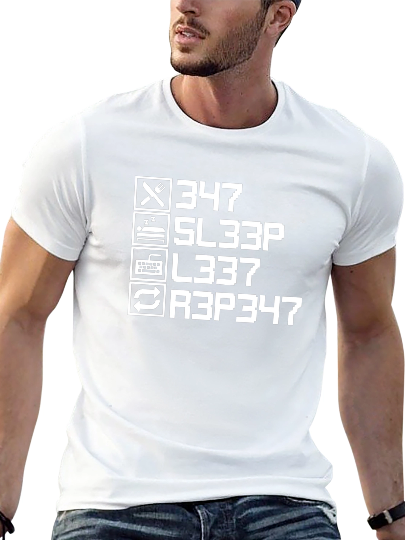 Eat Sleep L337 Repeat Black T-Shirt