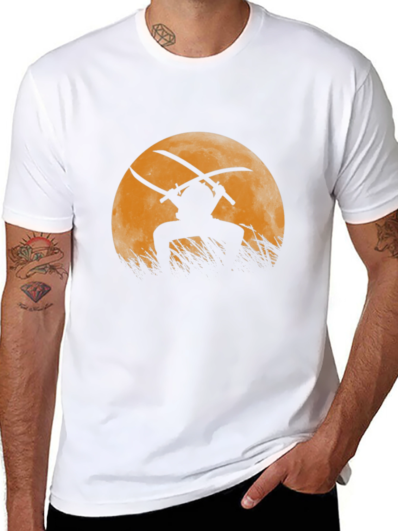 Samurai Moon Graphic T-Shirt
