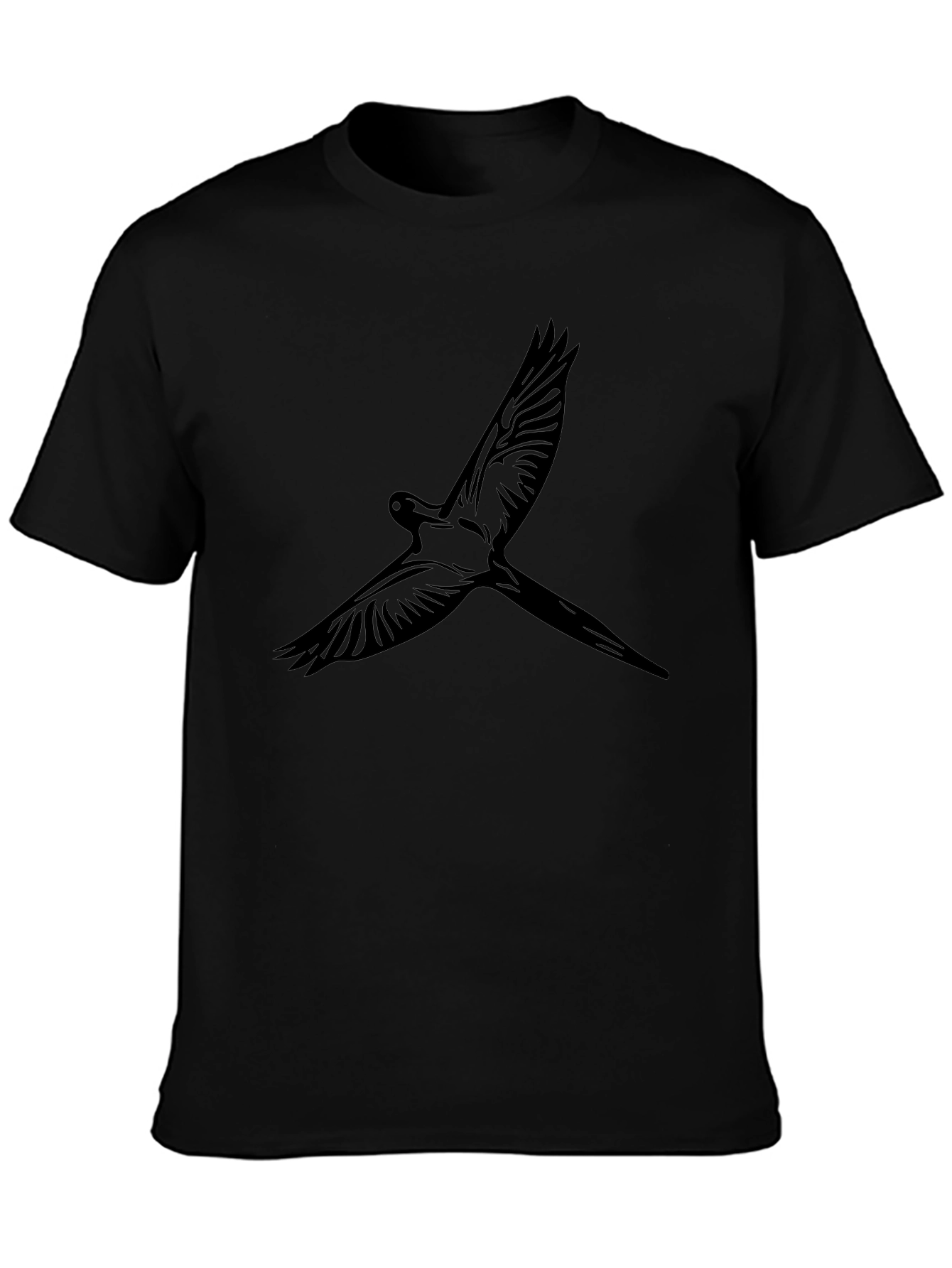 Black T-Shirt with Bird Graphic