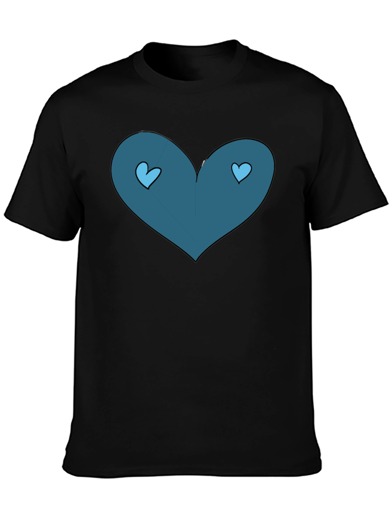 Black T-Shirt with Heart Graphic