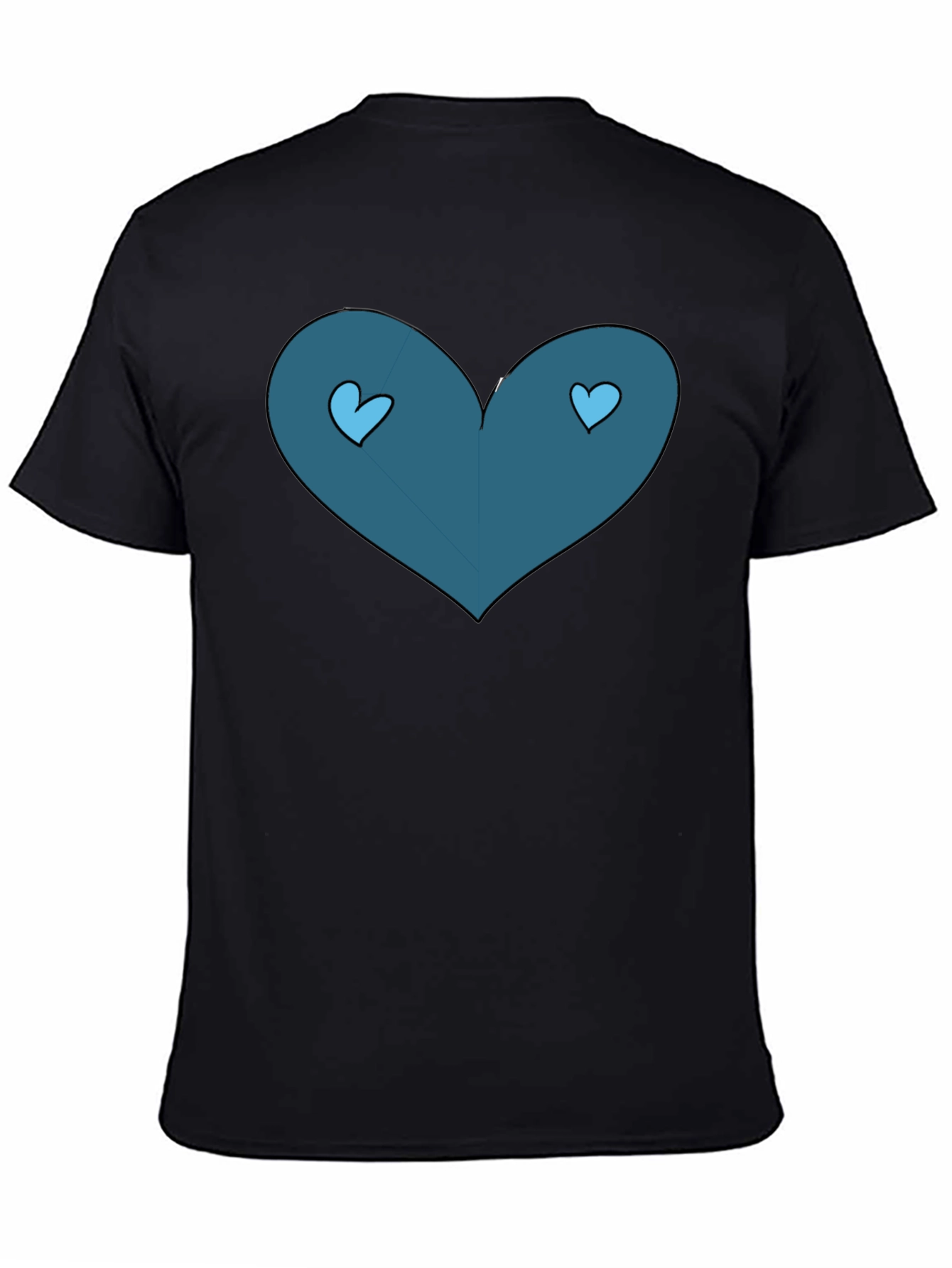 Black T-Shirt with Heart Graphic