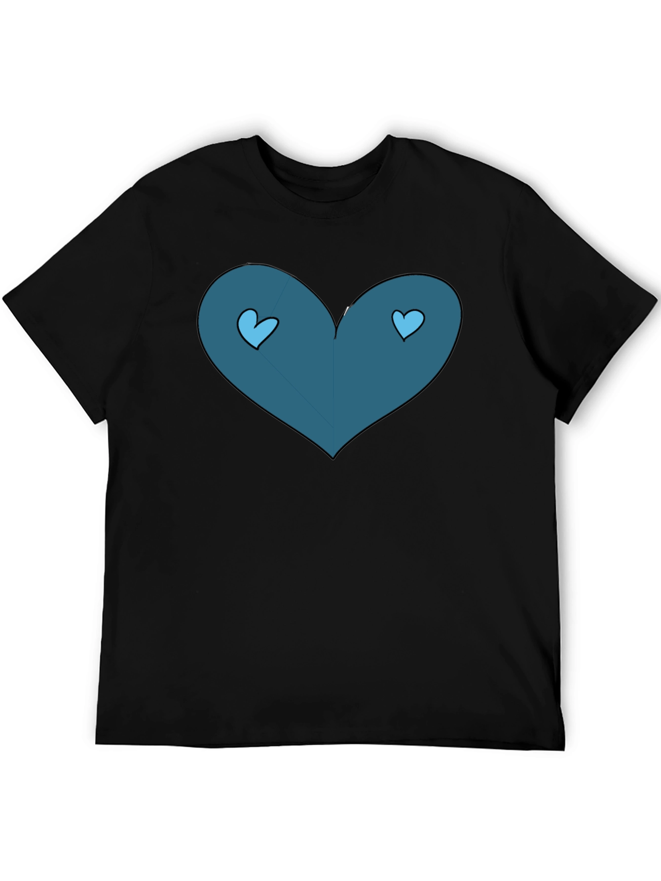 Black T-Shirt with Heart Graphic