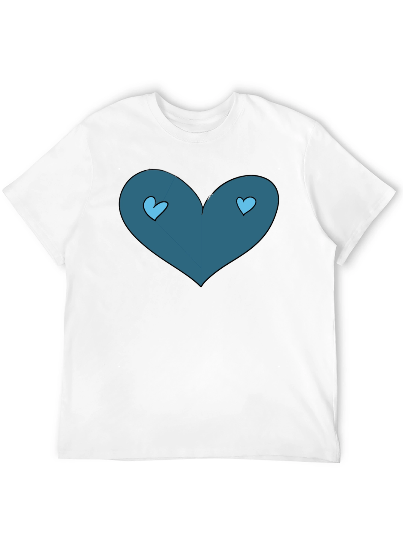 Black T-Shirt with Heart Graphic