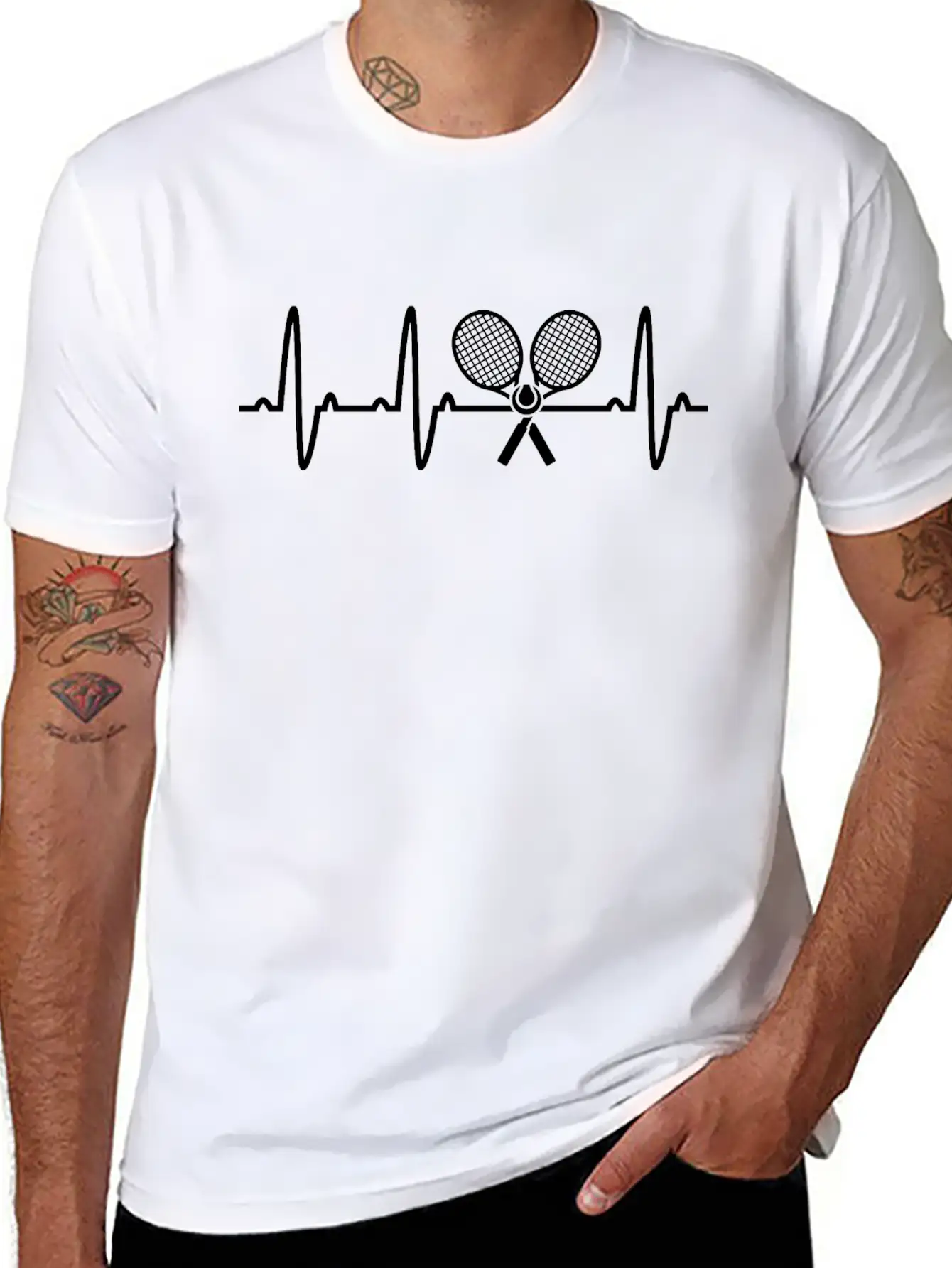 Tennis Racket Tee Heartbeat Love EKG Tshirt Unisex Casual T-Shirt – Clean Design For Daily Comfort
