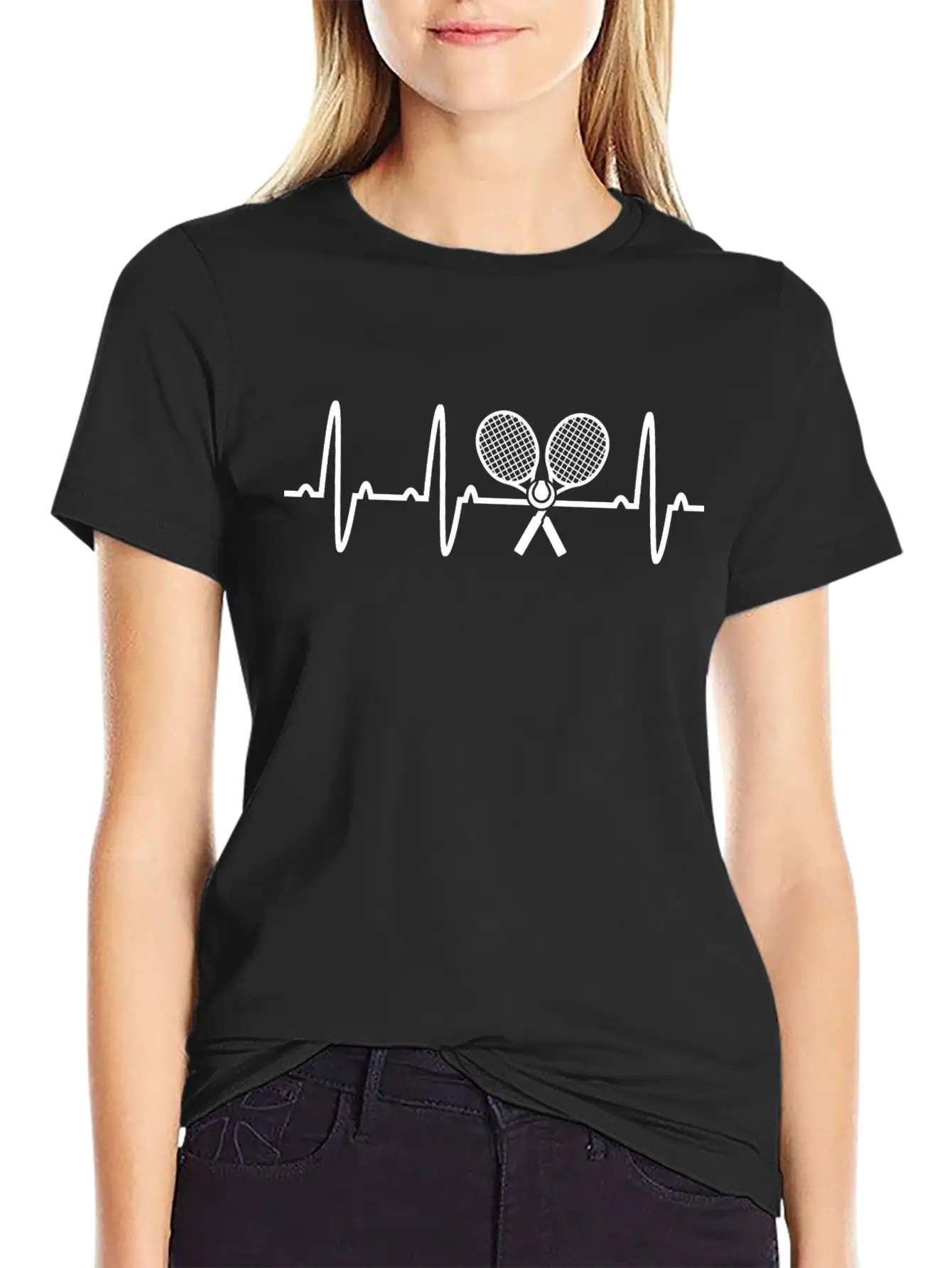 Tennis Racket Tee Heartbeat Love EKG Tshirt Unisex Casual T-Shirt – Clean Design For Daily Comfort
