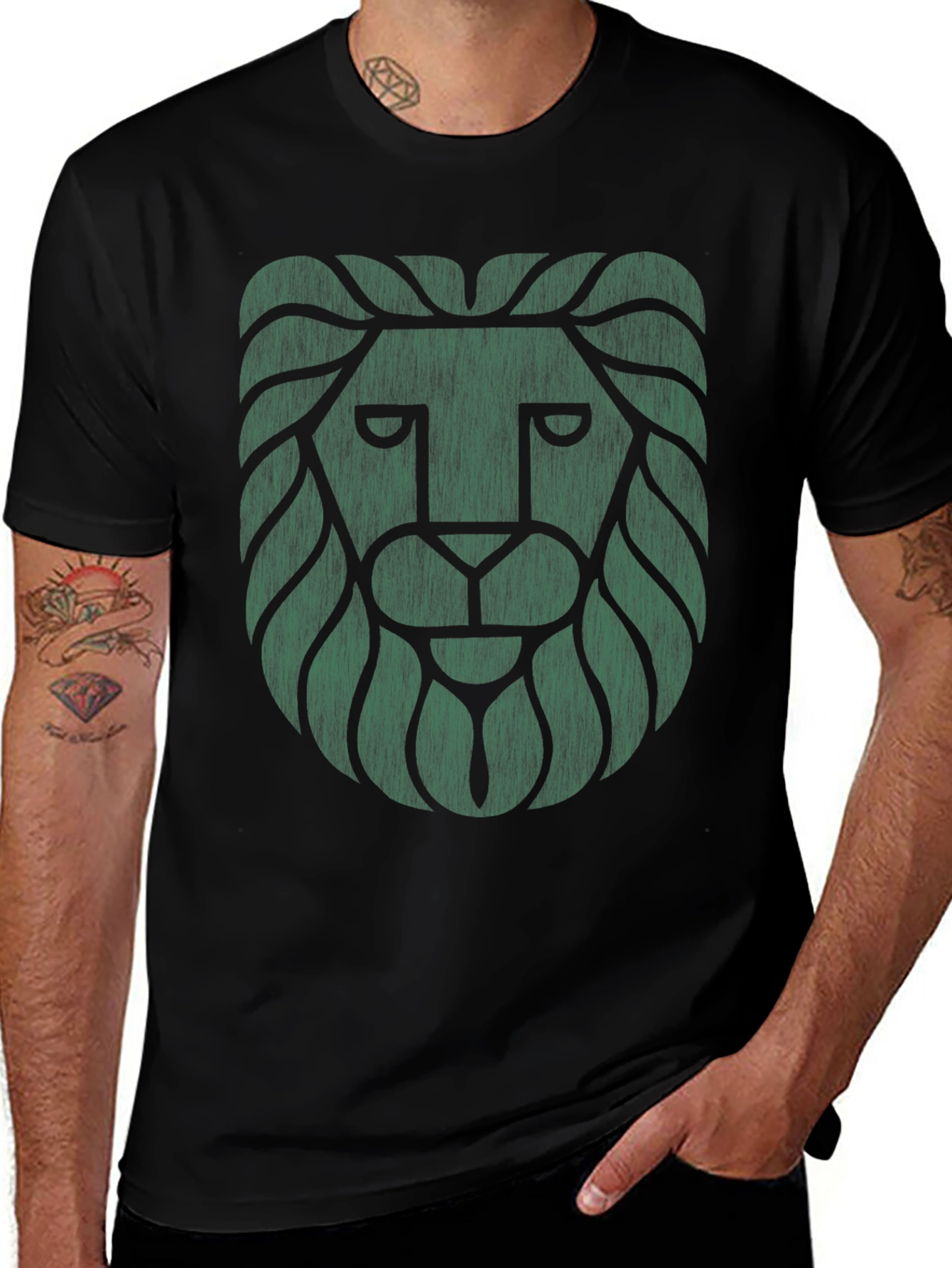 Lion Graphic Tee - Cool Design Black T-Shirt