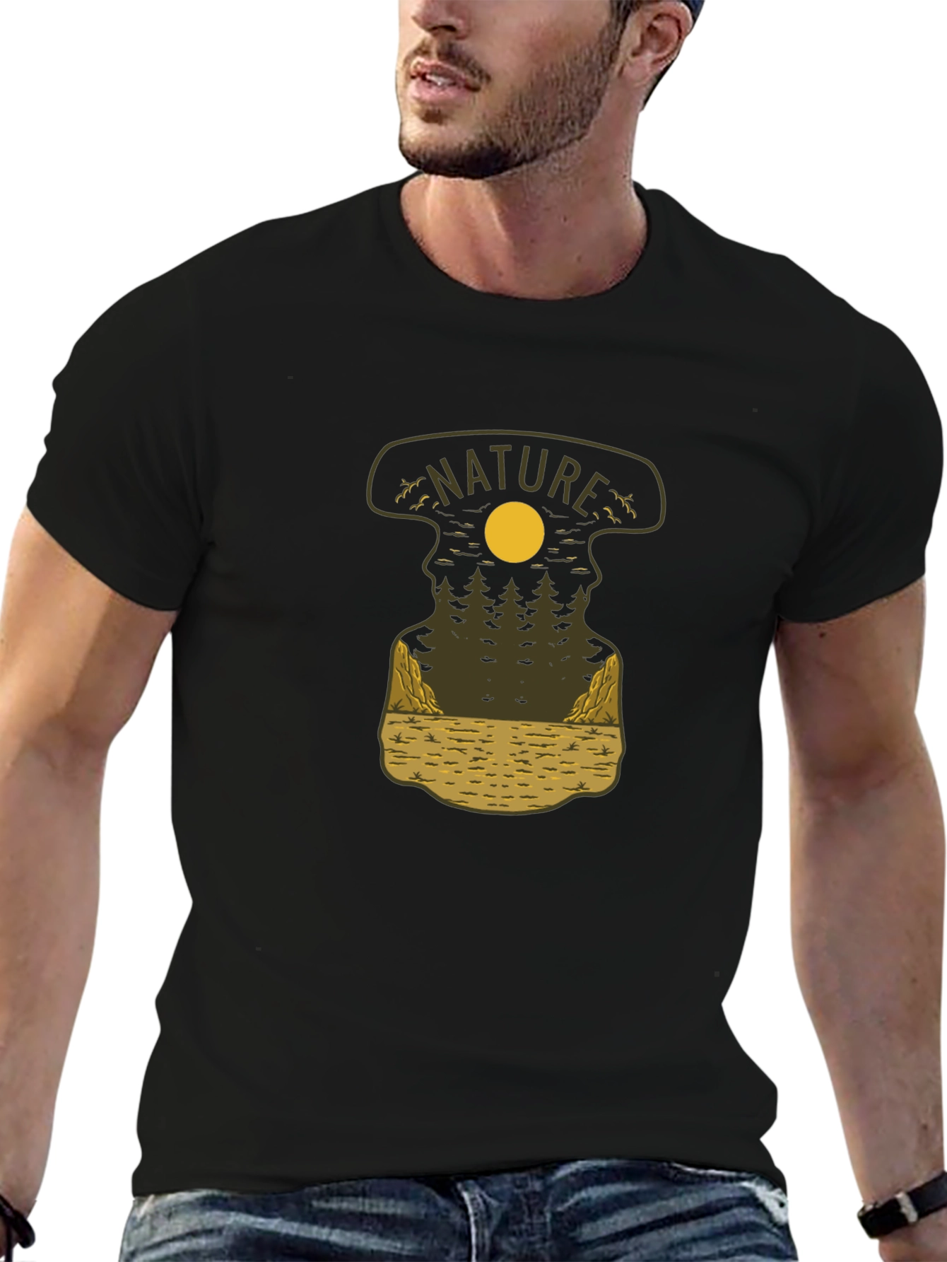 Nature Graphic Tee - Black Cotton Blend