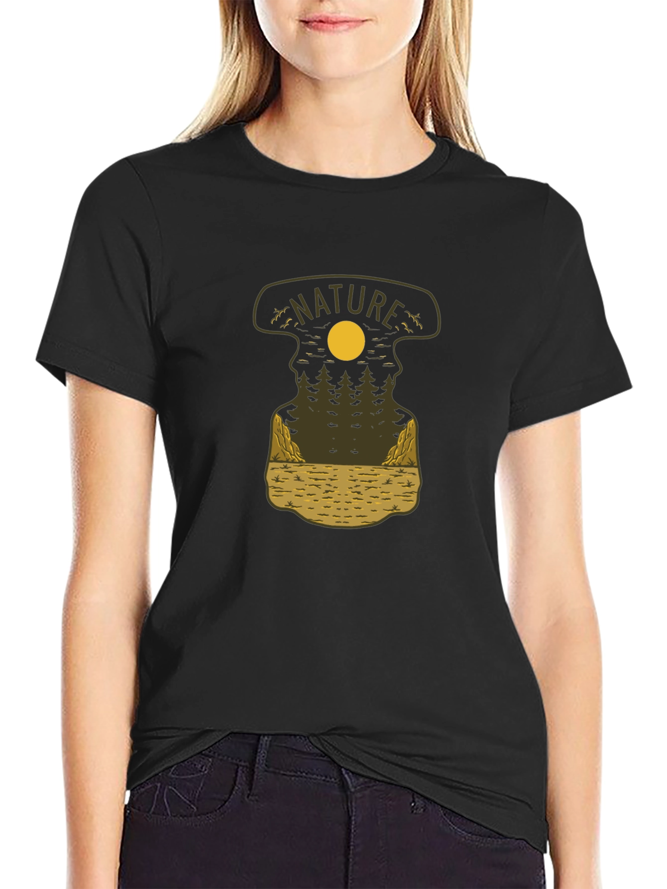 Nature Graphic Tee - Black Cotton Blend