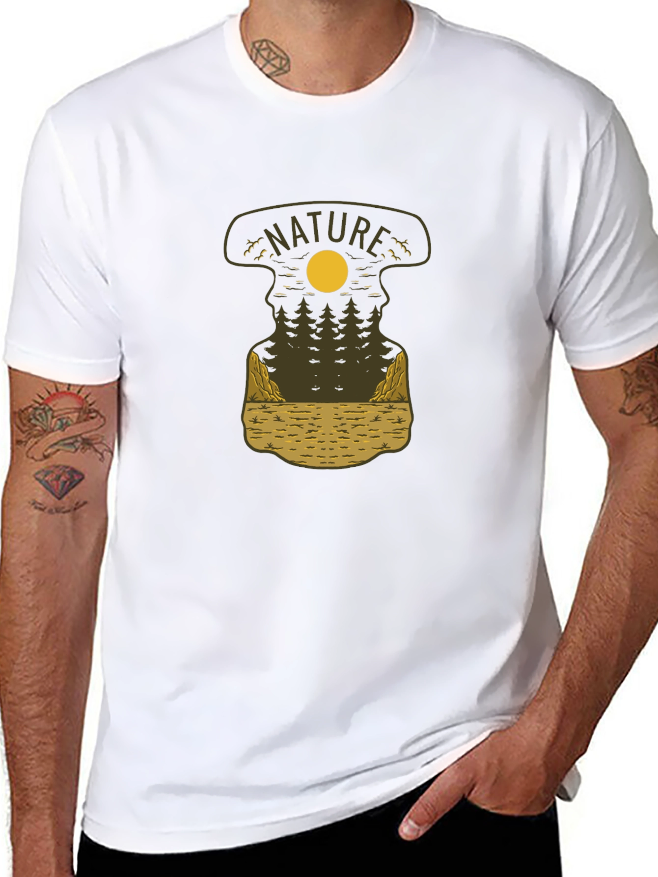 Nature Graphic Tee - Black Cotton Blend