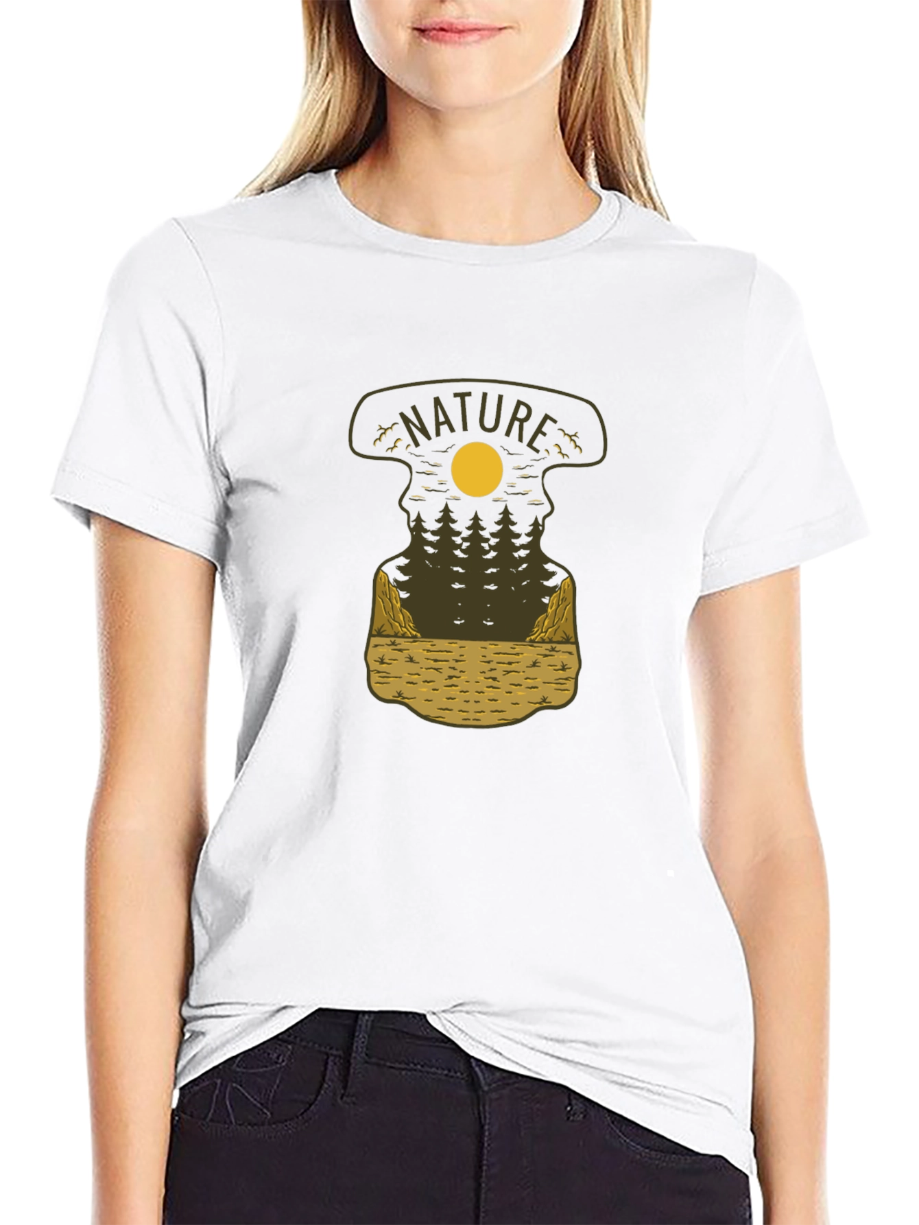 Nature Graphic Tee - Black Cotton Blend