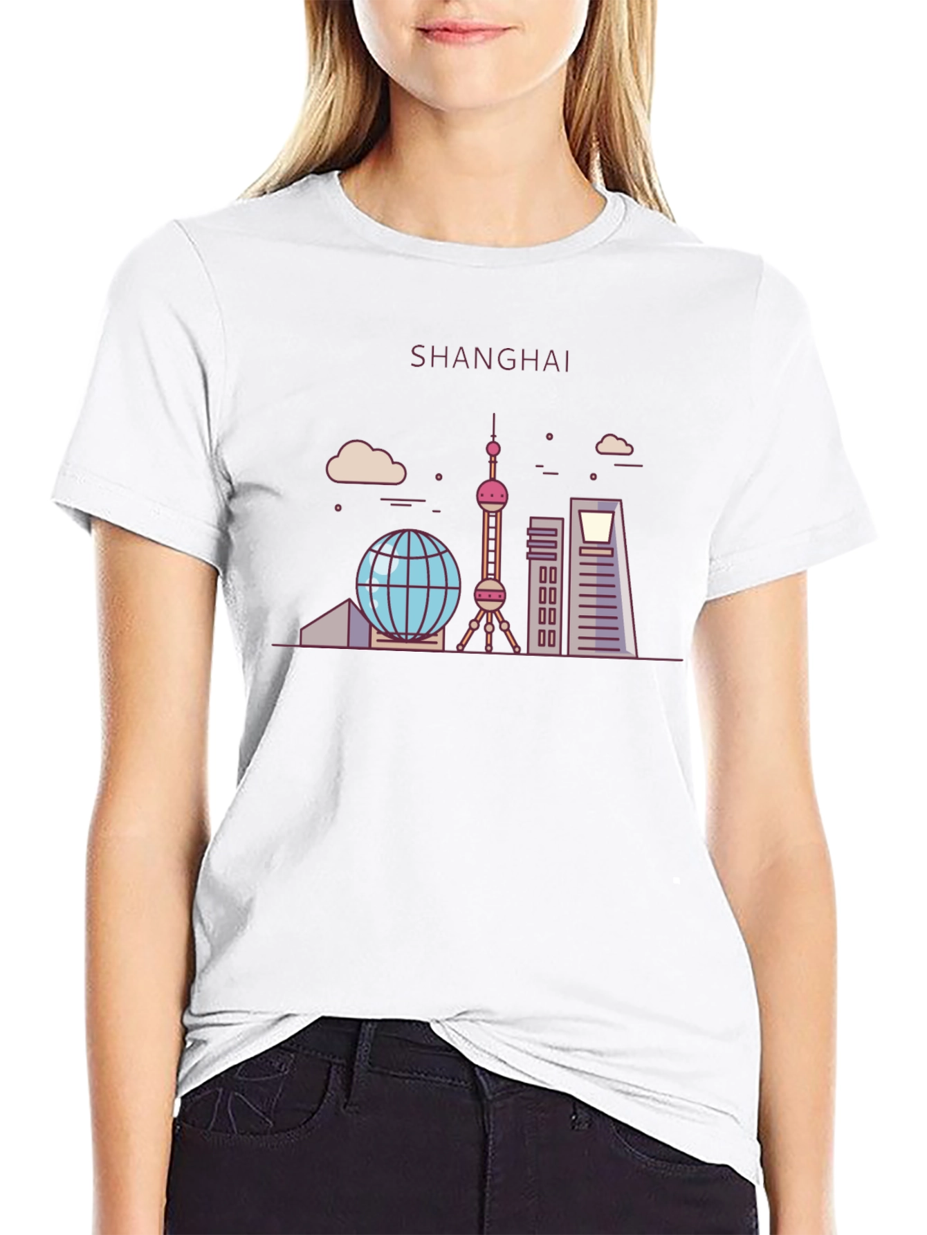 Shanghai Skyline Graphic Tee - Modern Design