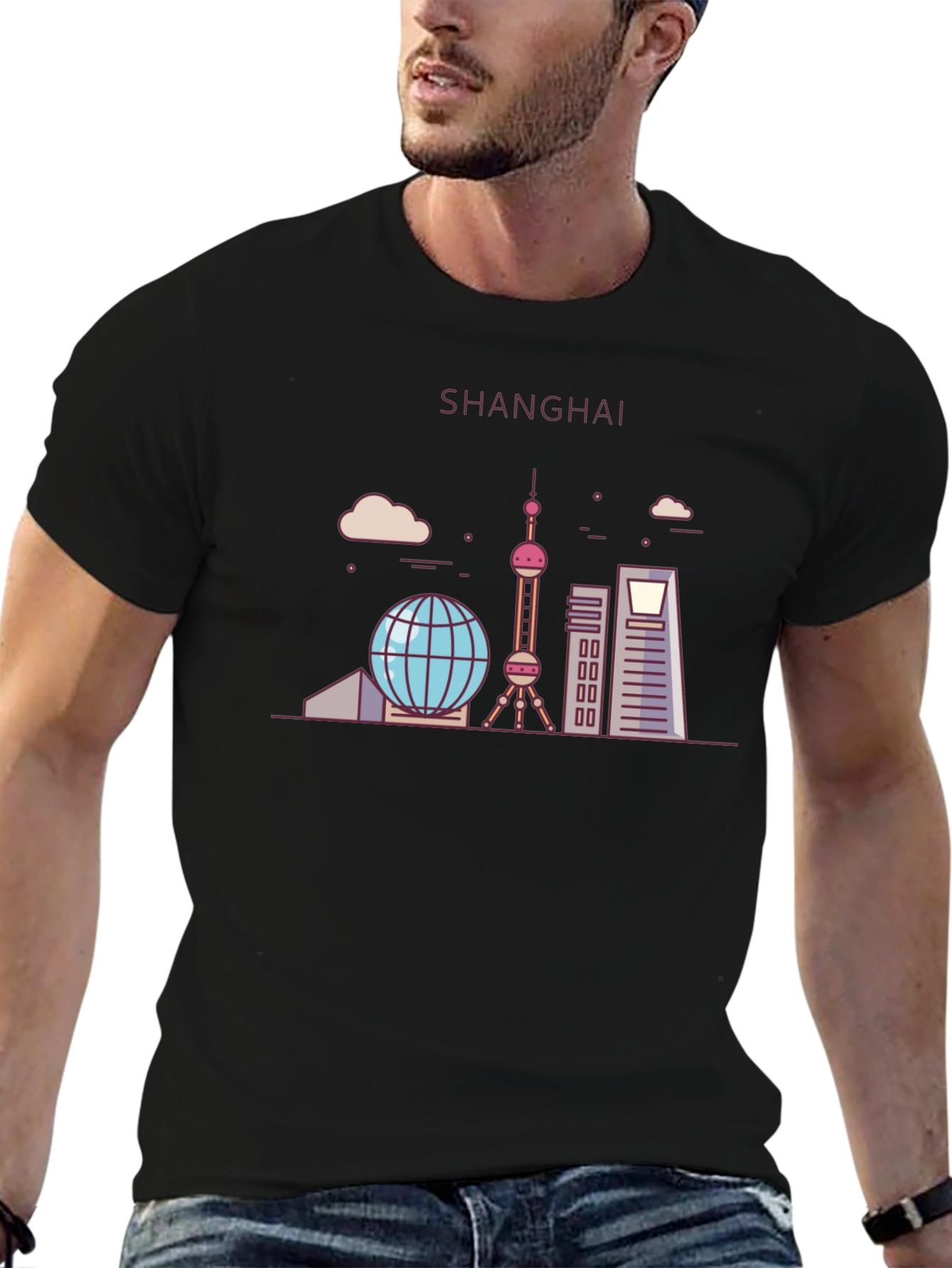 Shanghai Skyline Graphic Tee - Modern Design