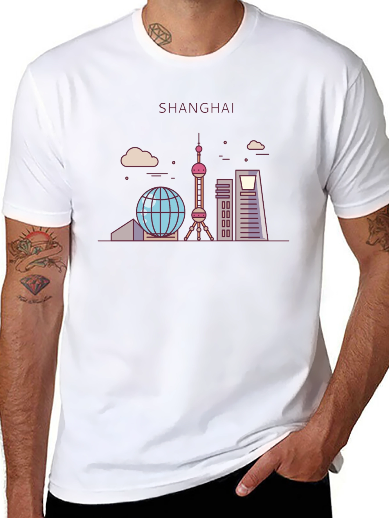 Shanghai Skyline Graphic Tee - Modern Design