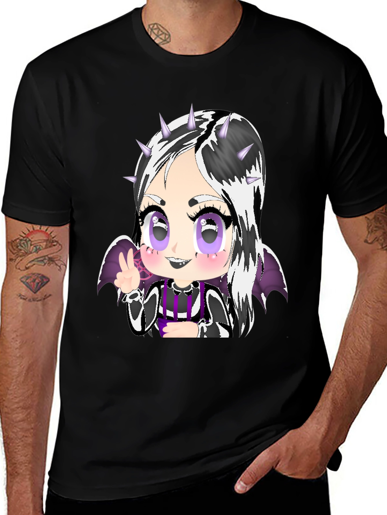 Gothic Anime Character Black T-Shirt
