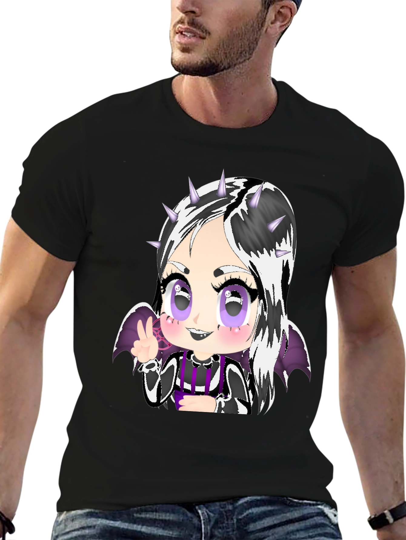 Gothic Anime Character Black T-Shirt