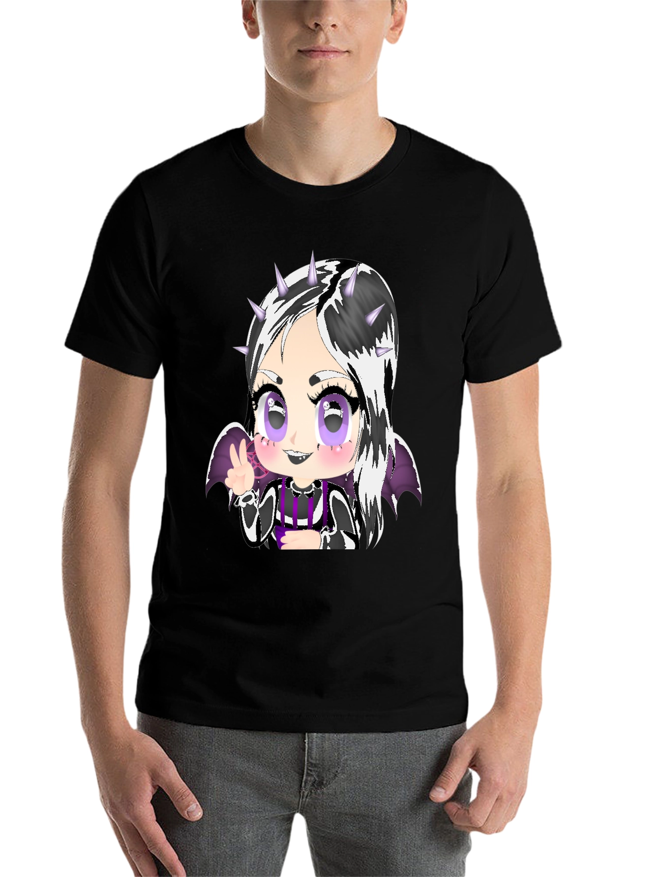 Gothic Anime Character Black T-Shirt