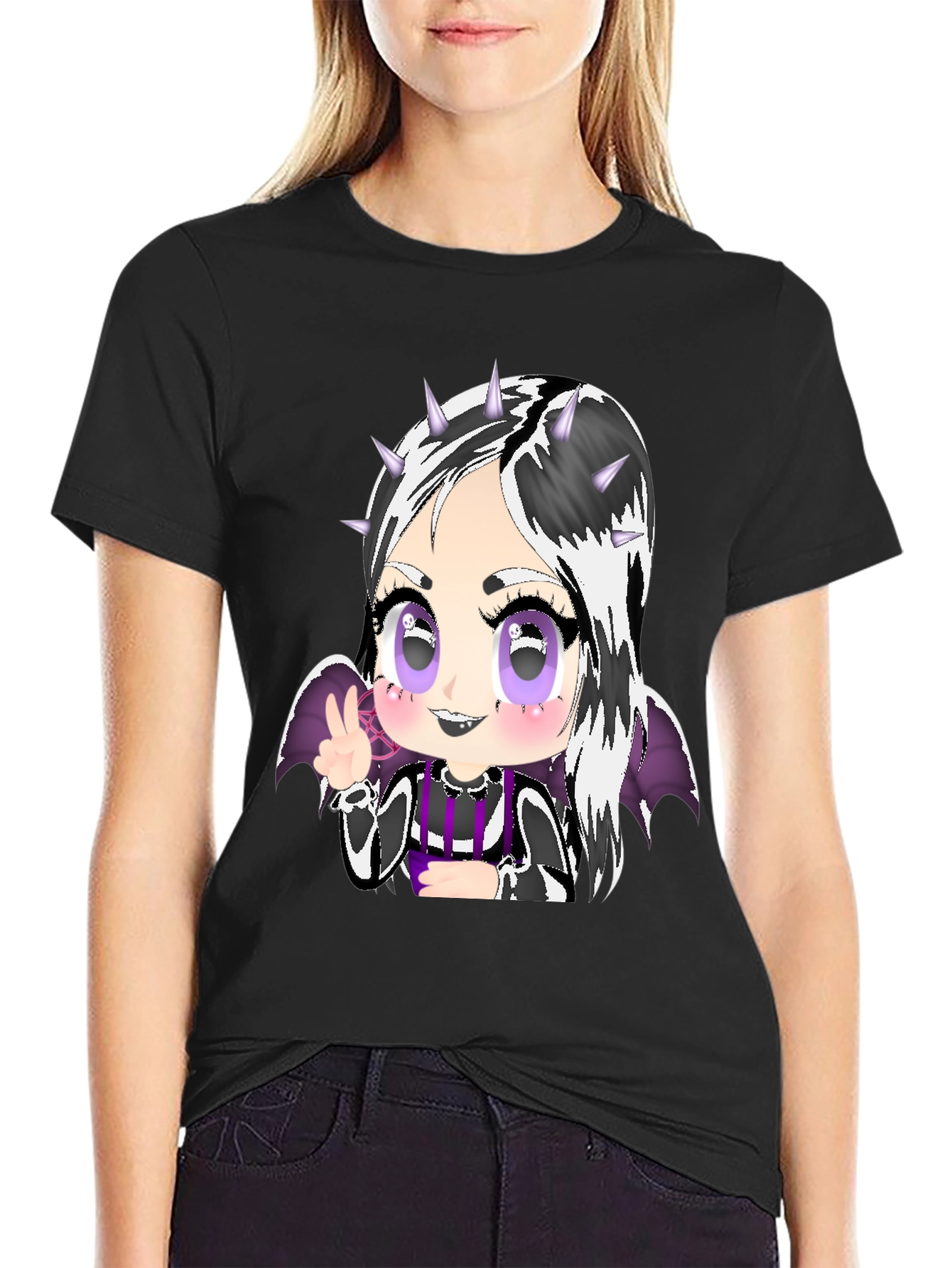 Gothic Anime Character Black T-Shirt