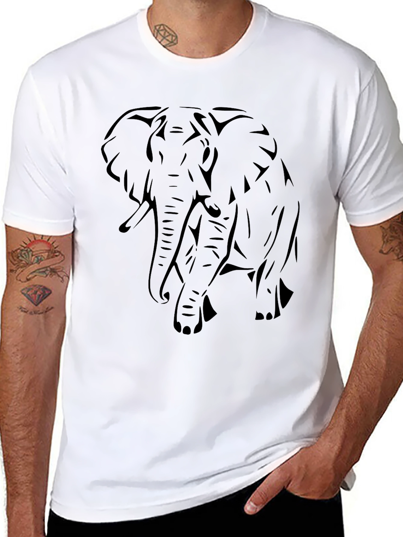 Black Elephant Graphic Tee - Stylish Mens T-Shirt