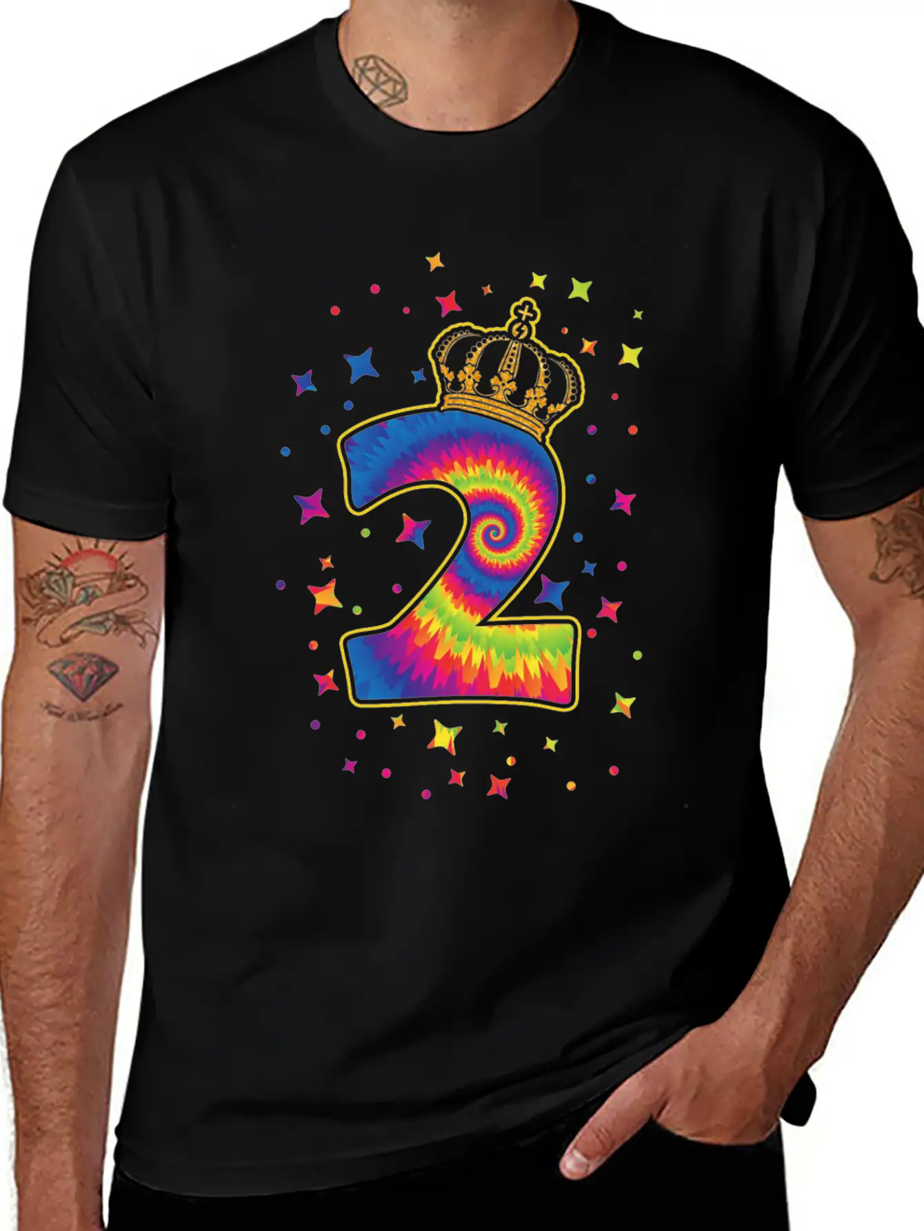 Tie-dye 2nd Birthday Party 2 Years Old Celebrant Unisex Casual T-Shirt – Clean Design For Daily Comfort