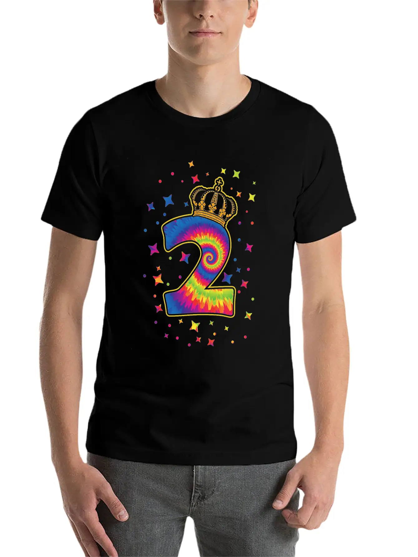 Tie-dye 2nd Birthday Party 2 Years Old Celebrant Unisex Casual T-Shirt – Clean Design For Daily Comfort