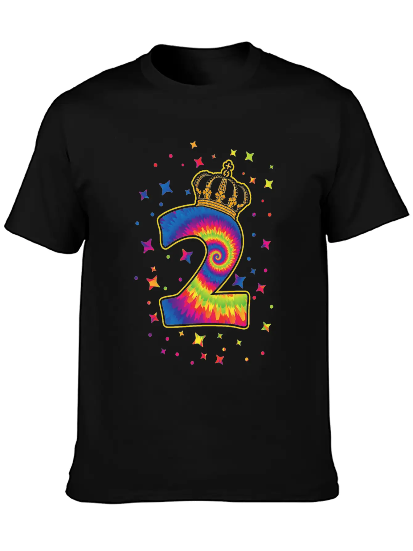 Tie-dye 2nd Birthday Party 2 Years Old Celebrant Unisex Casual T-Shirt – Clean Design For Daily Comfort