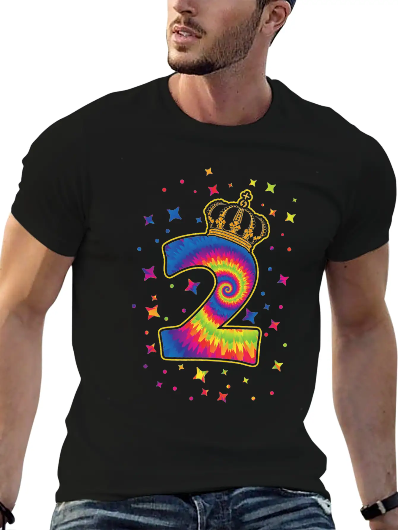 Tie-dye 2nd Birthday Party 2 Years Old Celebrant Unisex Casual T-Shirt – Clean Design For Daily Comfort
