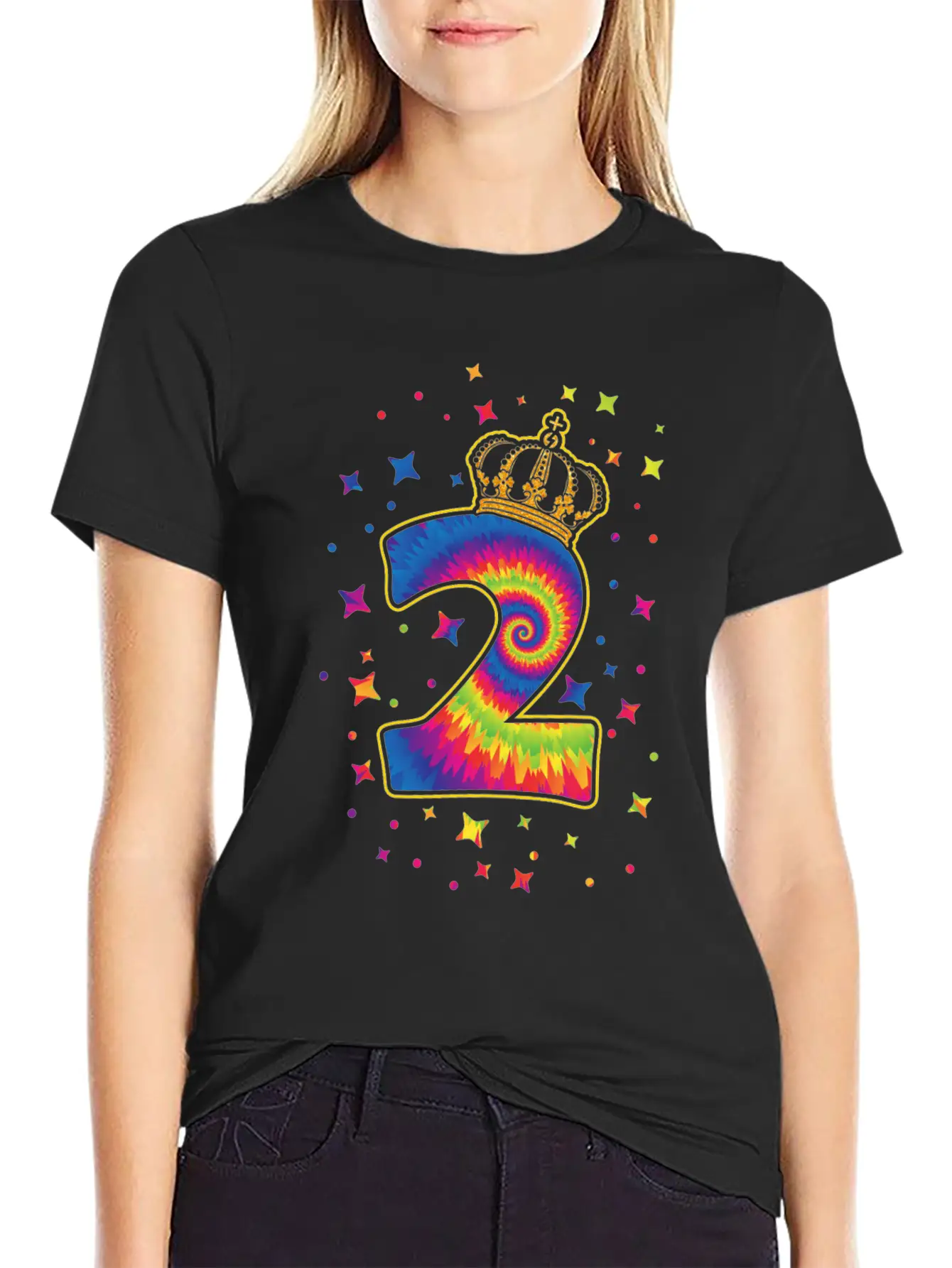 Tie-dye 2nd Birthday Party 2 Years Old Celebrant Unisex Casual T-Shirt – Clean Design For Daily Comfort