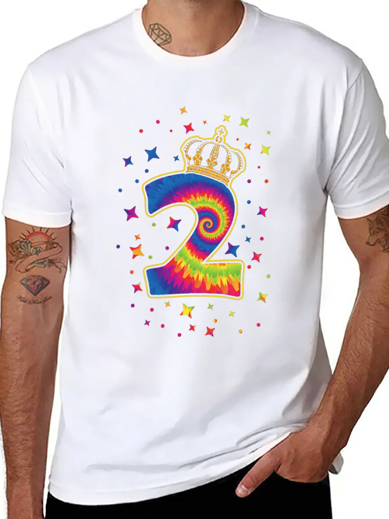 Tie-dye 2nd Birthday Party 2 Years Old Celebrant Unisex Casual T-Shirt – Clean Design For Daily Comfort