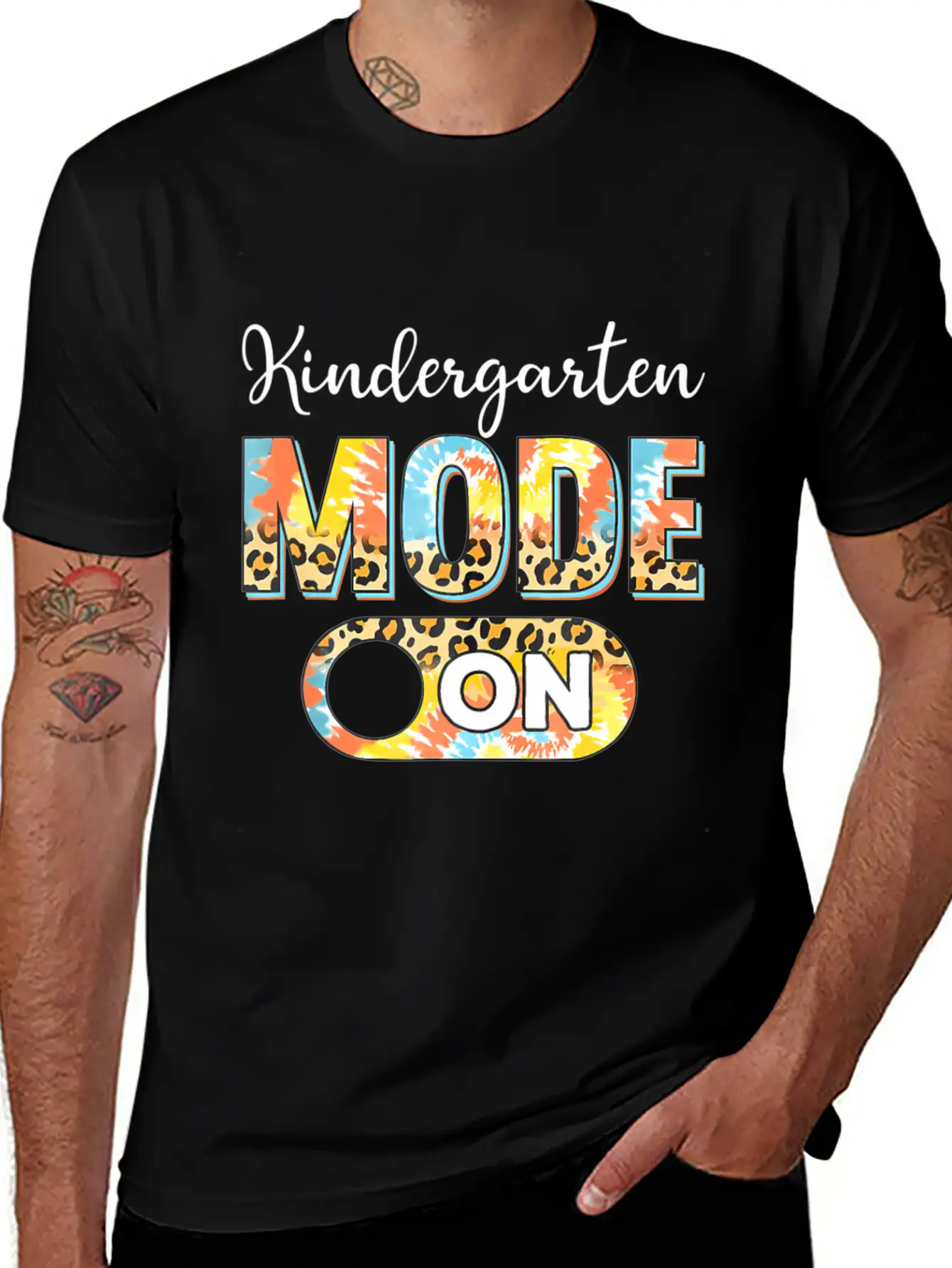 Tie Dye Back To School Kindergarten Mode On Leopar Unisex Casual T-Shirt – Clean Design For Daily Comfort