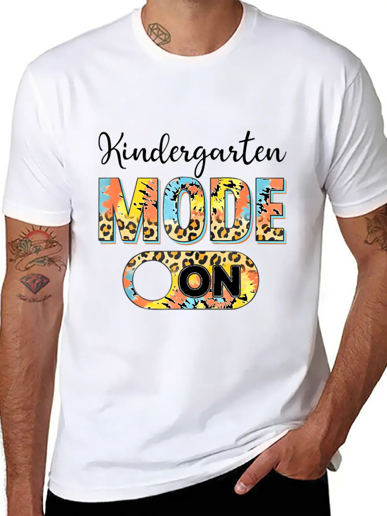 Tie Dye Back To School Kindergarten Mode On Leopar Unisex Casual T-Shirt – Clean Design For Daily Comfort