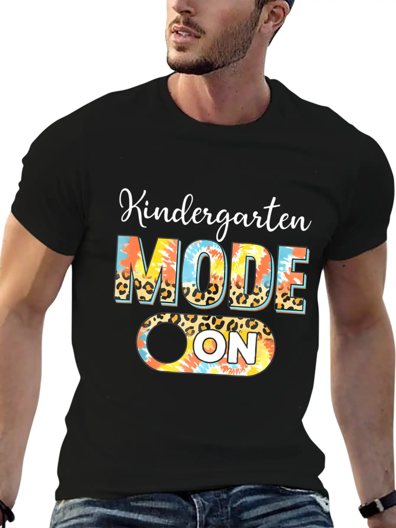 Tie Dye Back To School Kindergarten Mode On Leopar Unisex Casual T-Shirt – Clean Design For Daily Comfort