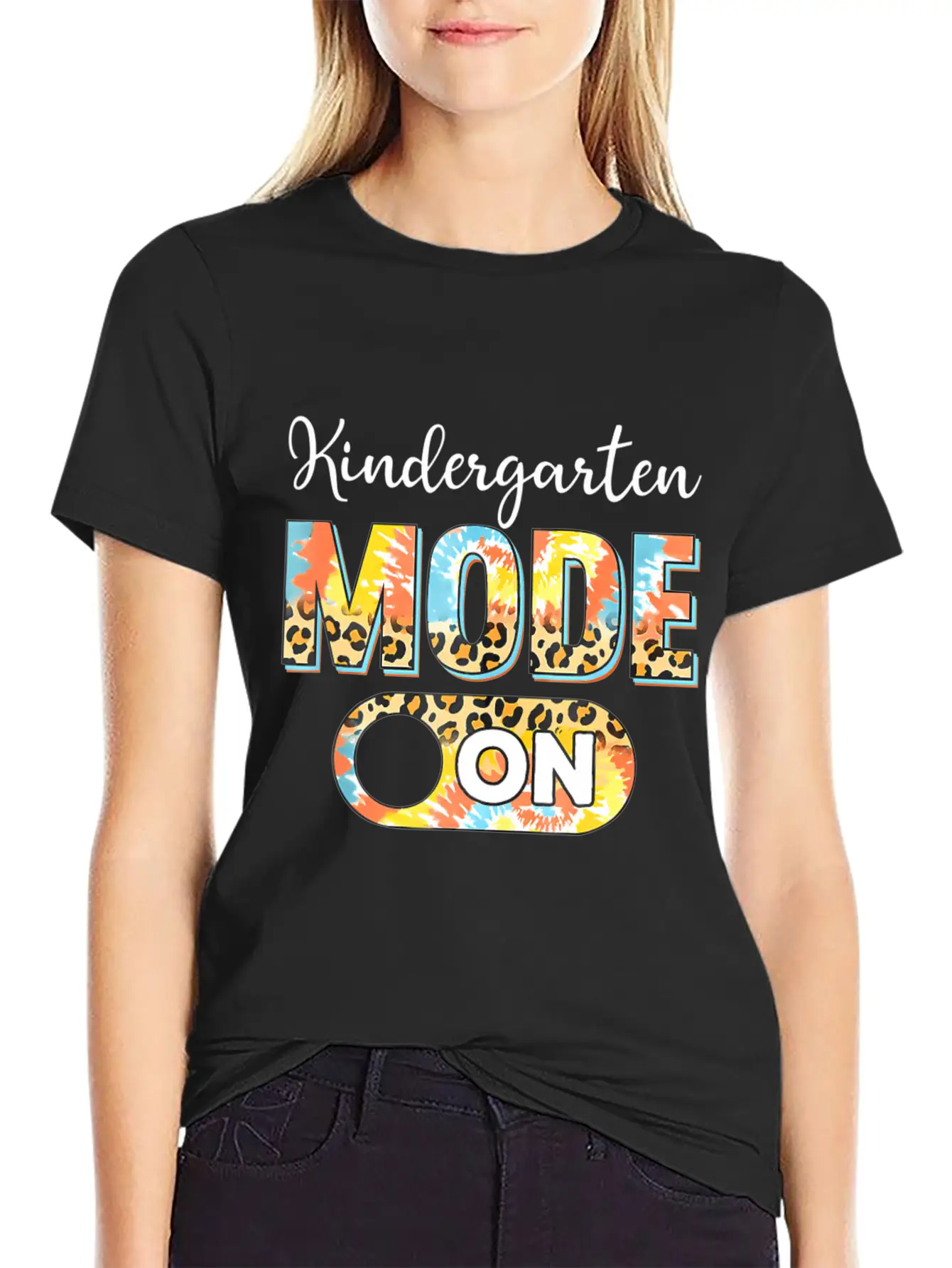 Tie Dye Back To School Kindergarten Mode On Leopar Unisex Casual T-Shirt – Clean Design For Daily Comfort