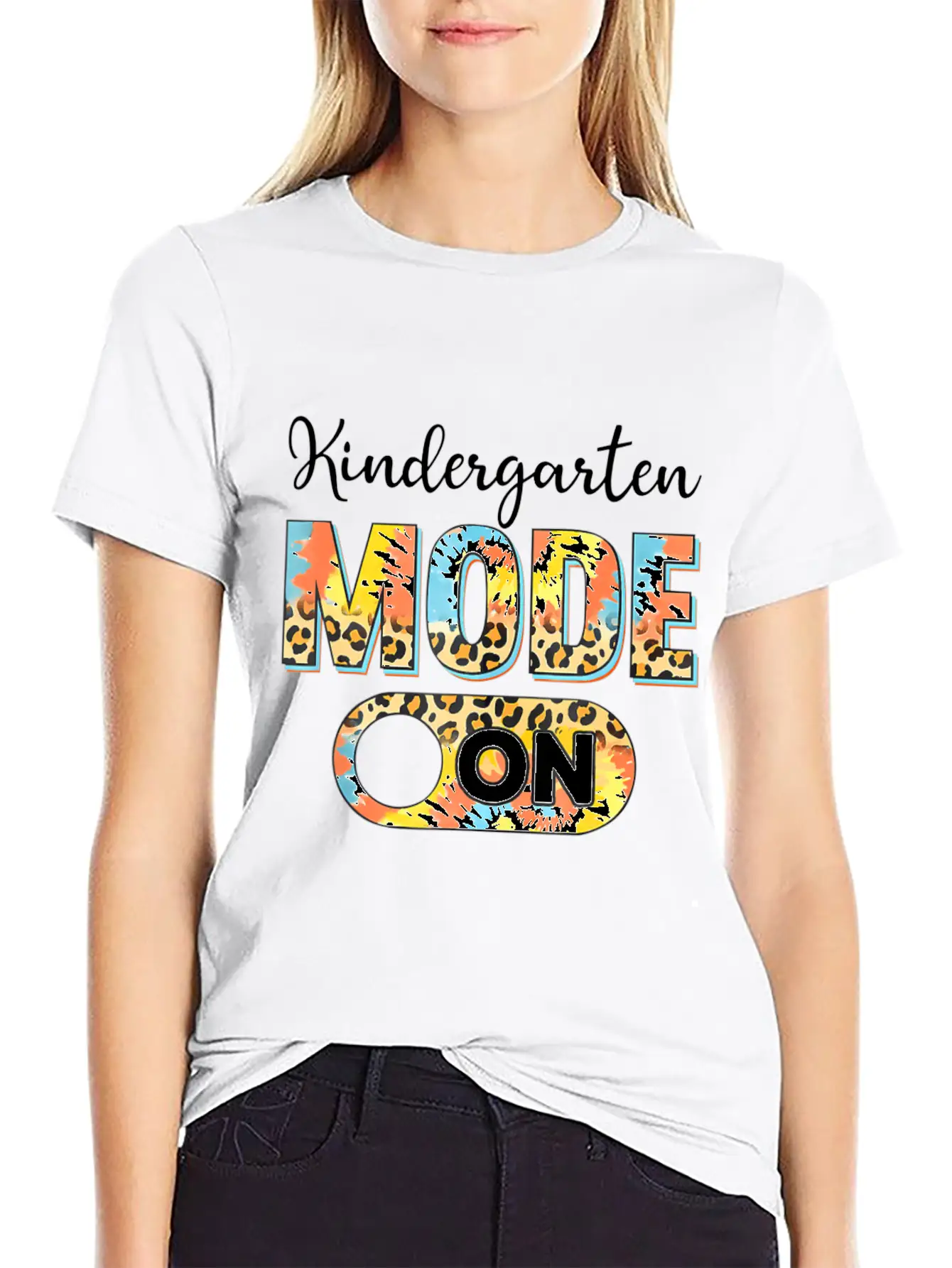 Tie Dye Back To School Kindergarten Mode On Leopar Unisex Casual T-Shirt – Clean Design For Daily Comfort