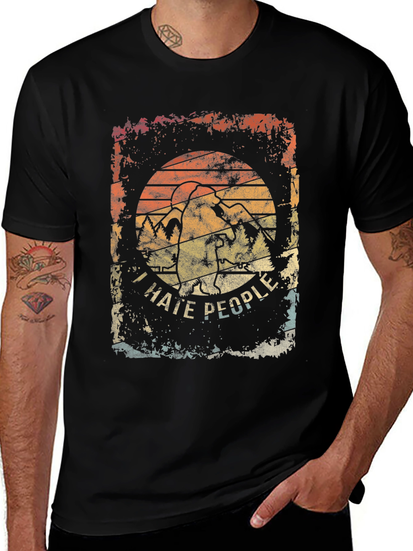 I Hate People Graphic Tee - Distressed Retro Design