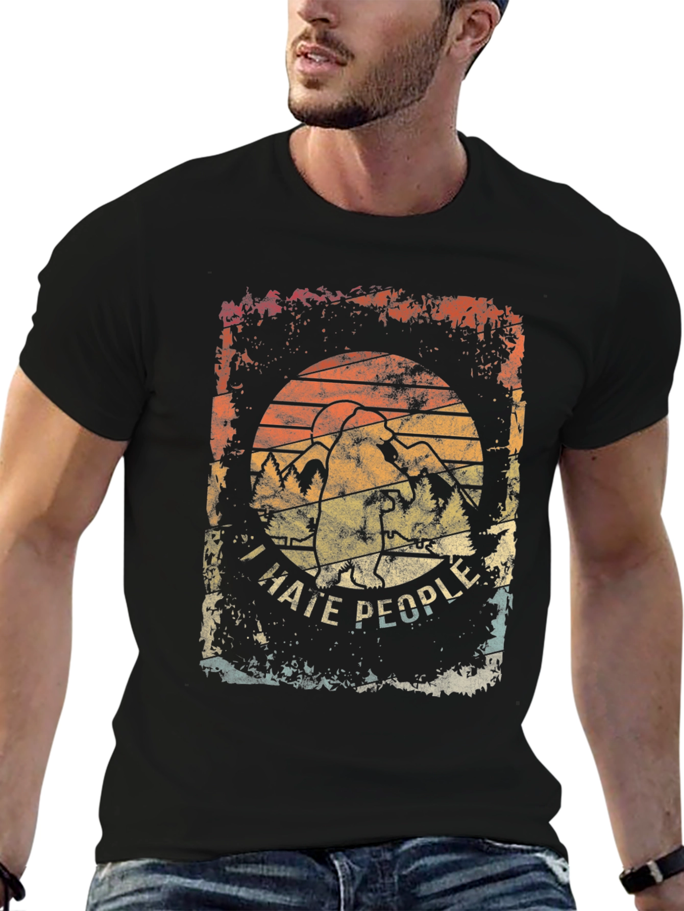 I Hate People Graphic Tee - Distressed Retro Design