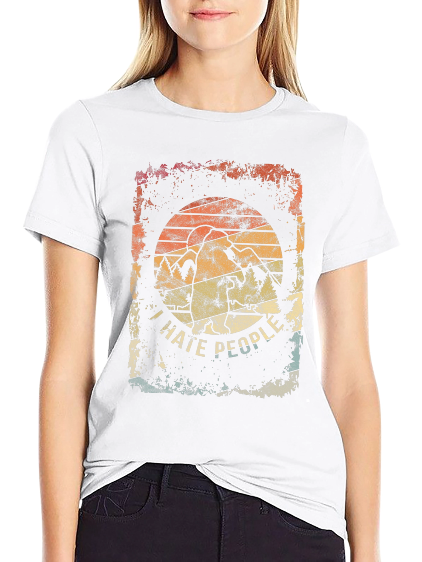 I Hate People Graphic Tee - Distressed Retro Design