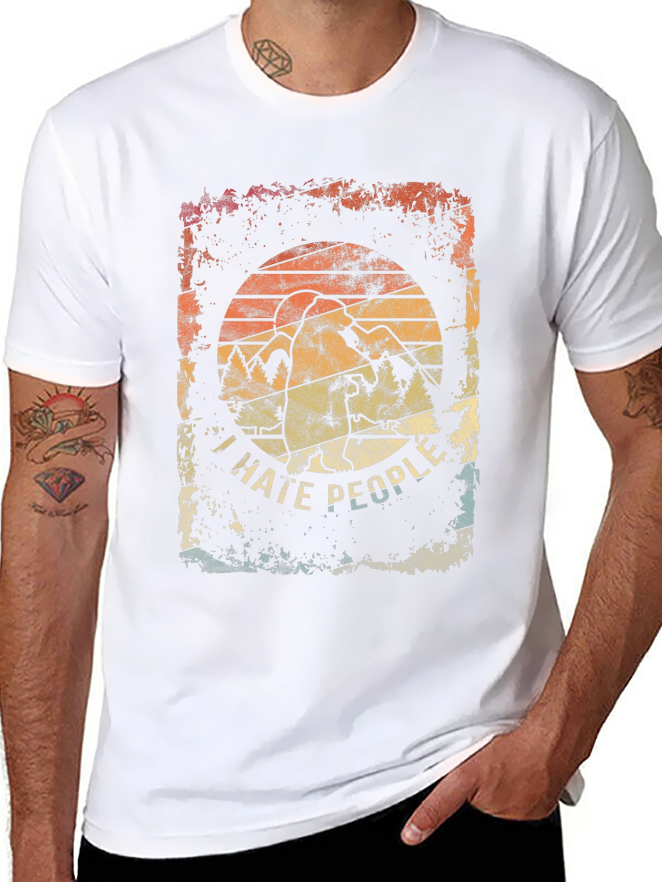I Hate People Graphic Tee - Distressed Retro Design