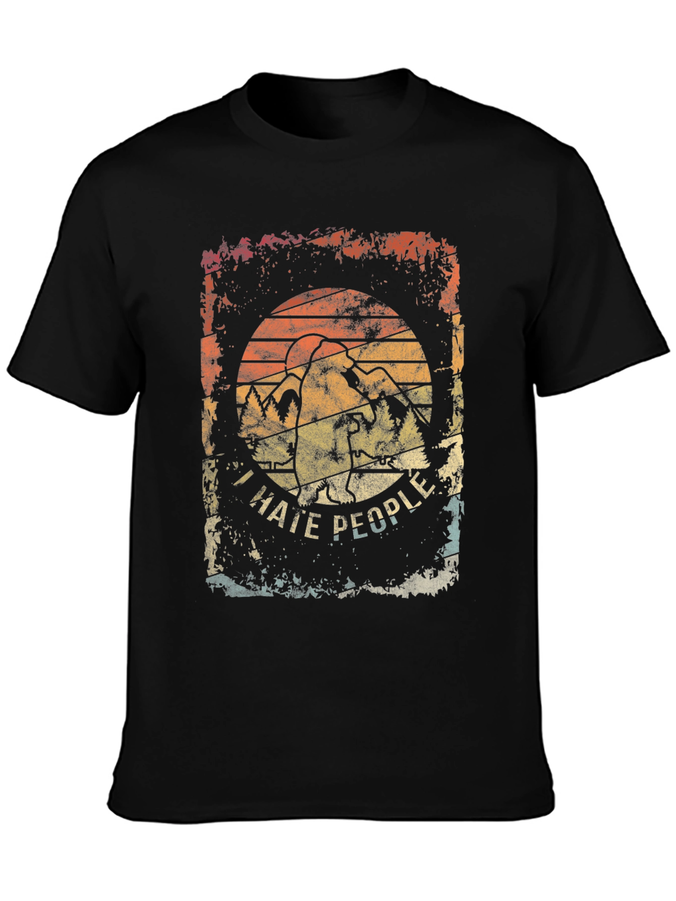 I Hate People Graphic Tee - Distressed Retro Design