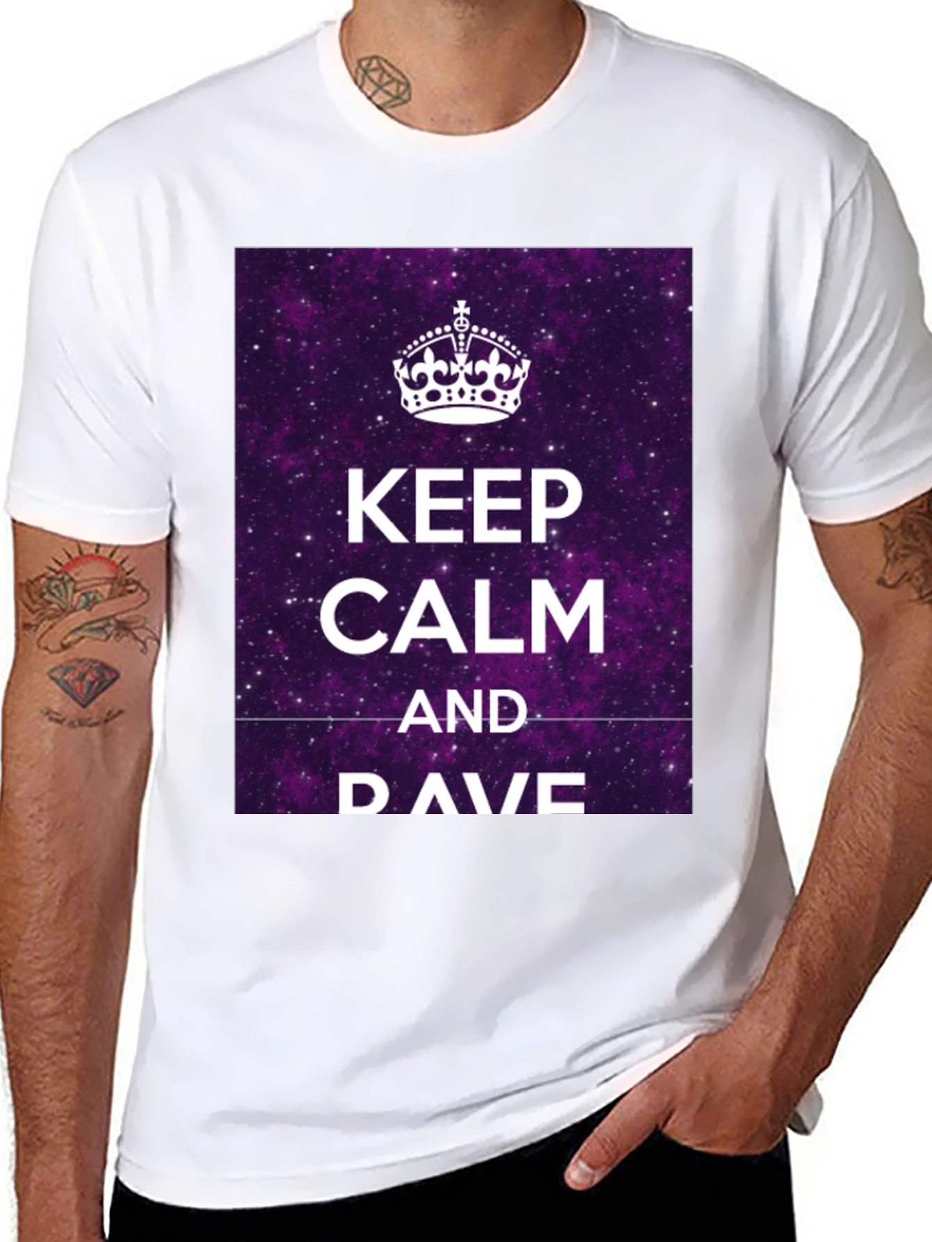 Keep Calm & DAVE T-Shirt - Galaxy Purple Graphic