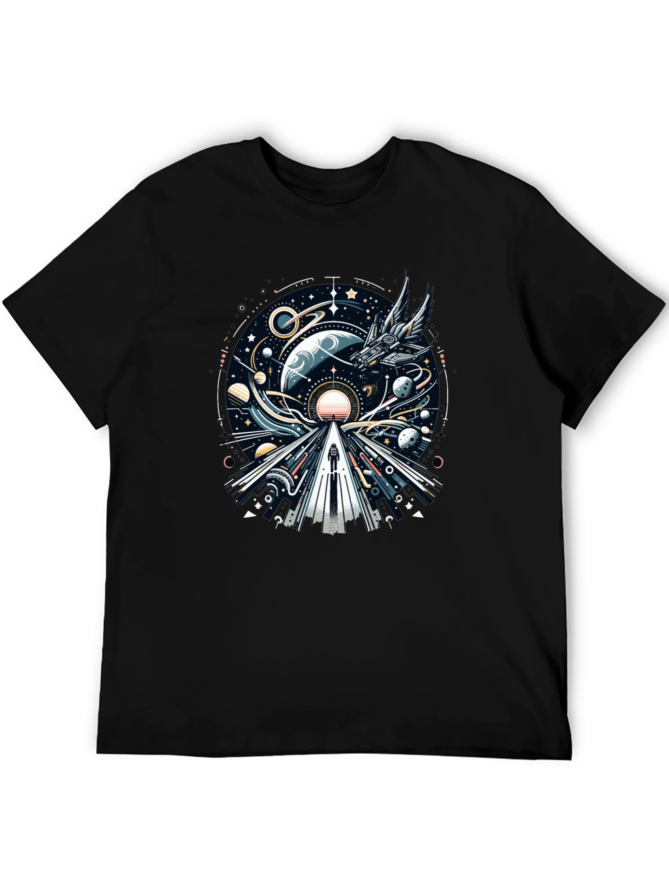 Cosmic Journey Graphic Tee - Black Unisex T-Shirt