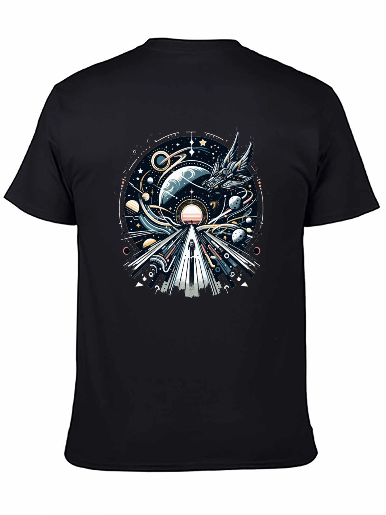 Cosmic Journey Graphic Tee - Black Unisex T-Shirt