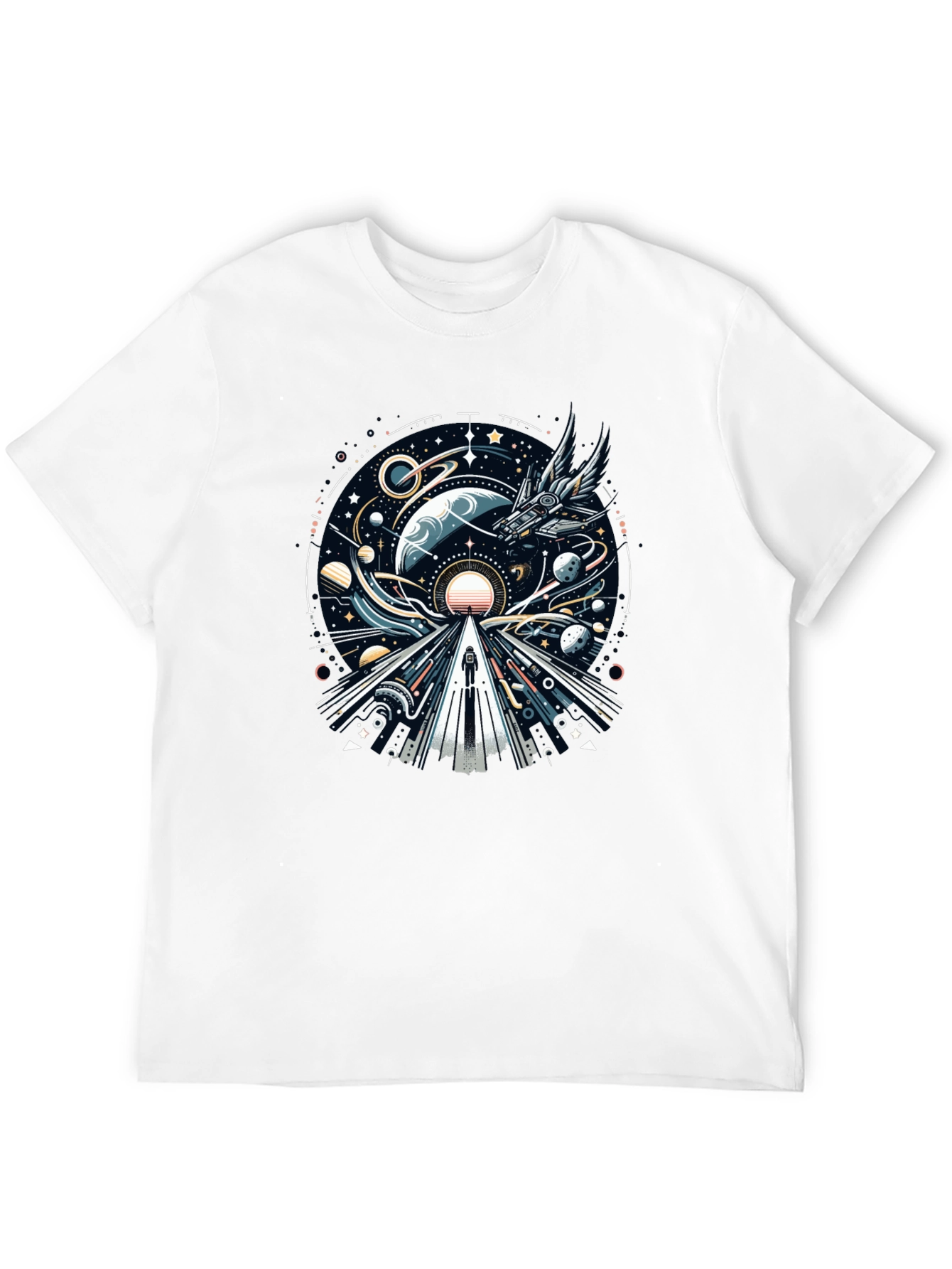 Cosmic Journey Graphic Tee - Black Unisex T-Shirt