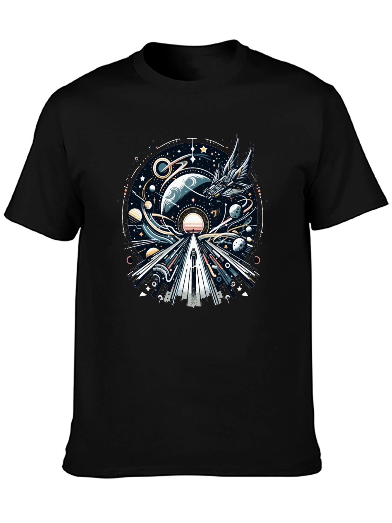 Cosmic Journey Graphic Tee - Black Unisex T-Shirt