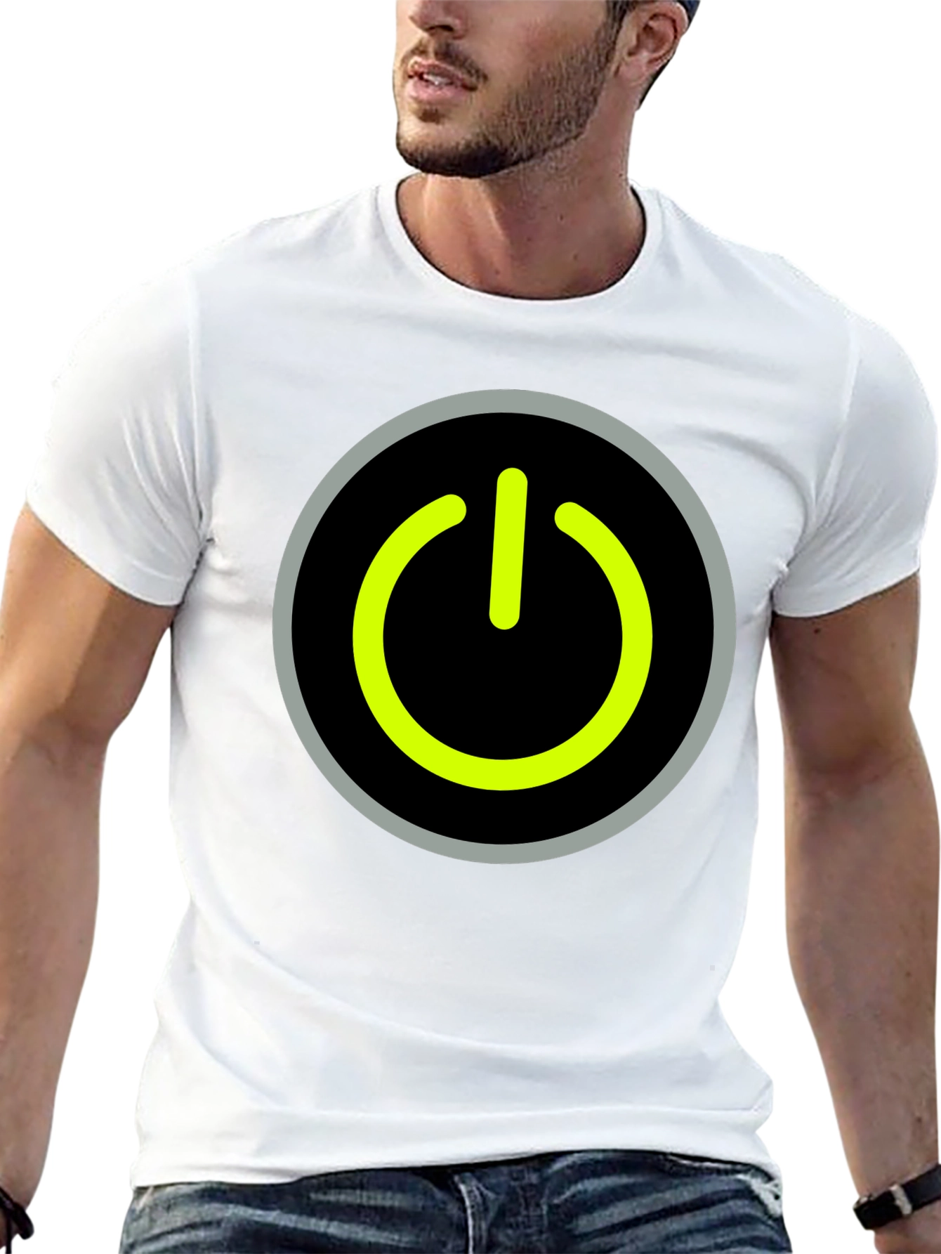 Power Button Graphic Tee - Black Cotton T-Shirt