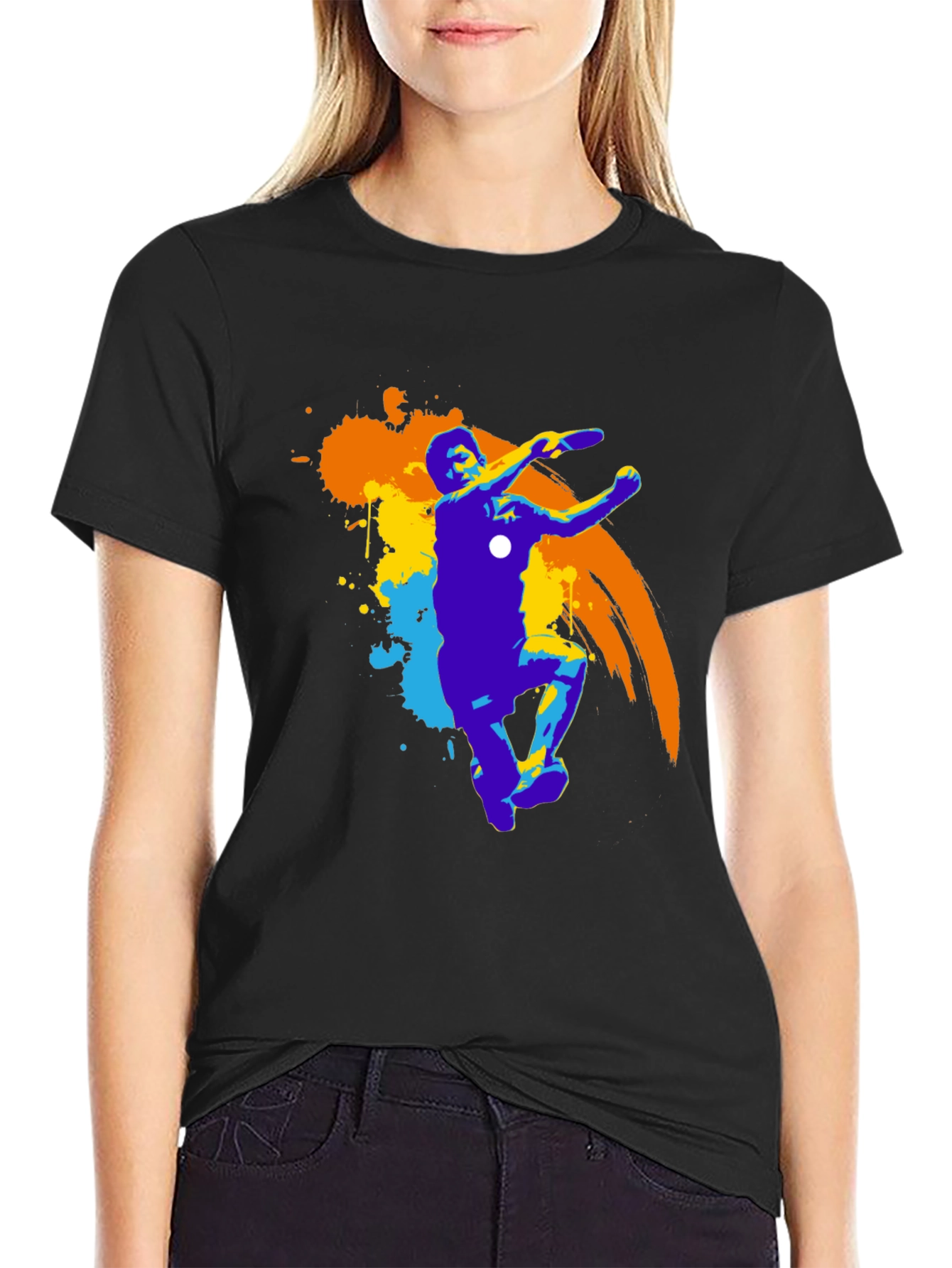 Frisbee Player Graphic Tee - Black