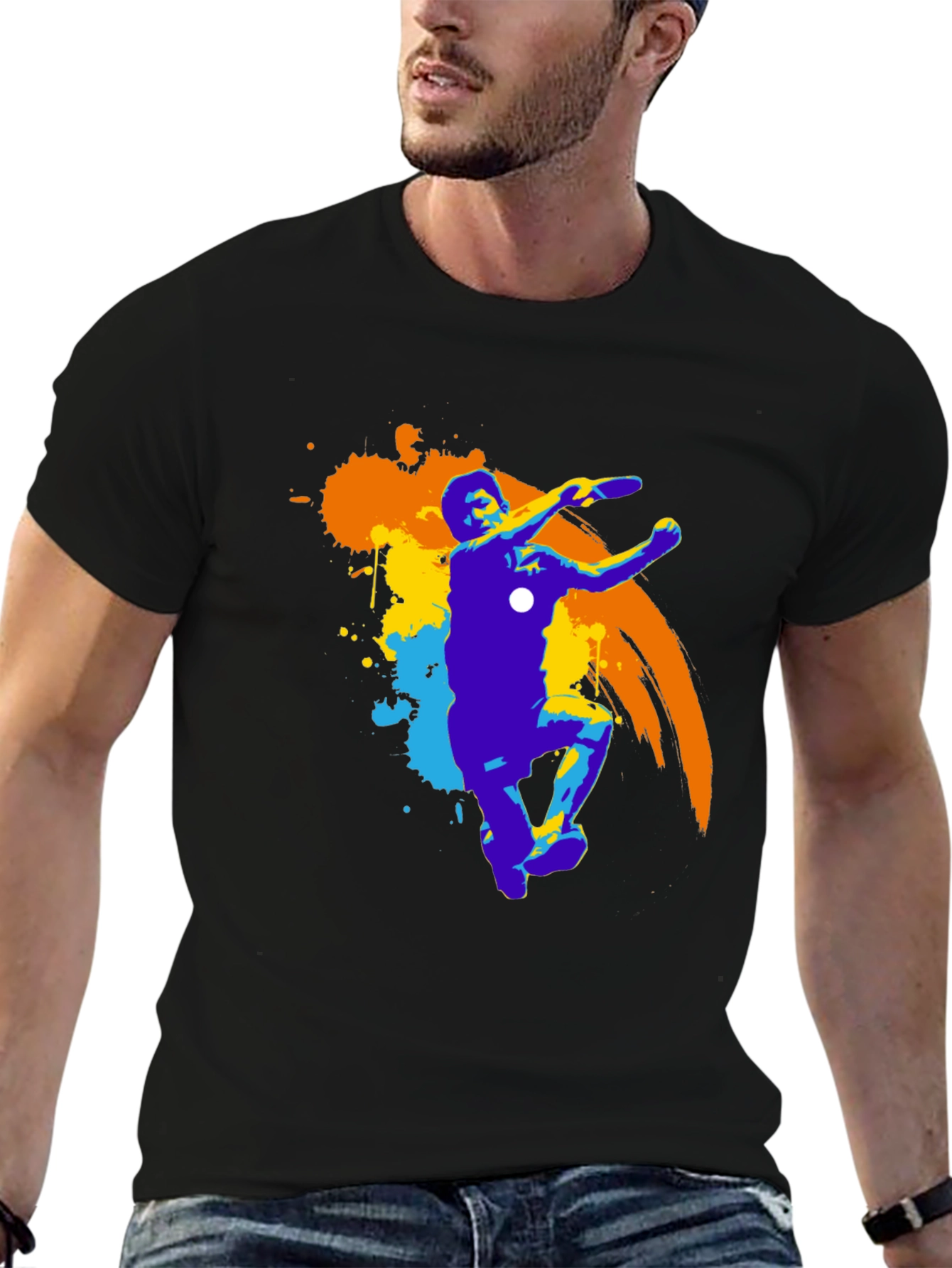 Frisbee Player Graphic Tee - Black